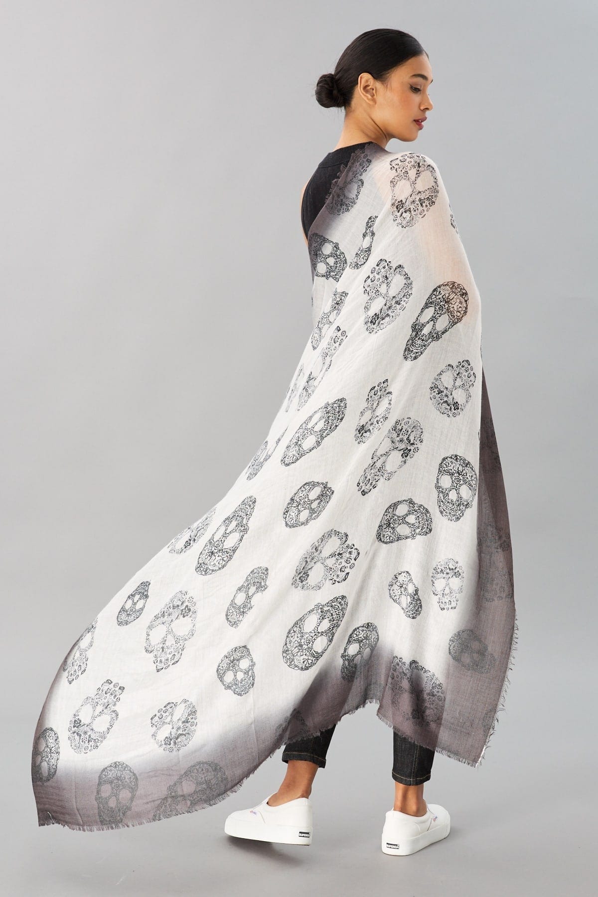 Cashmere Frida Skull Print Scarf