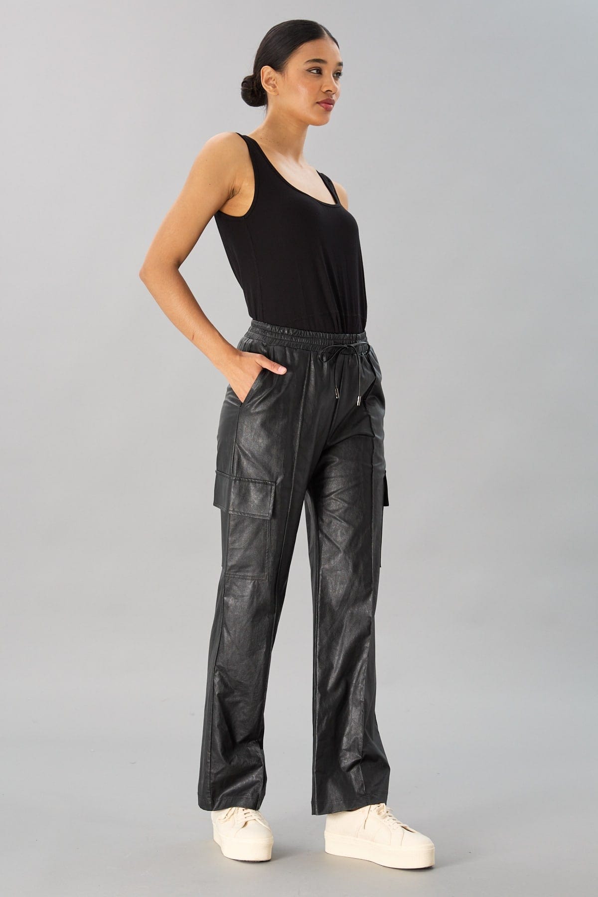 Vegan Leather Cargo Pant