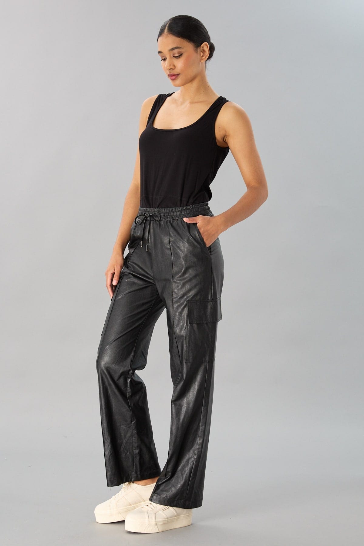 Vegan Leather Cargo Pant