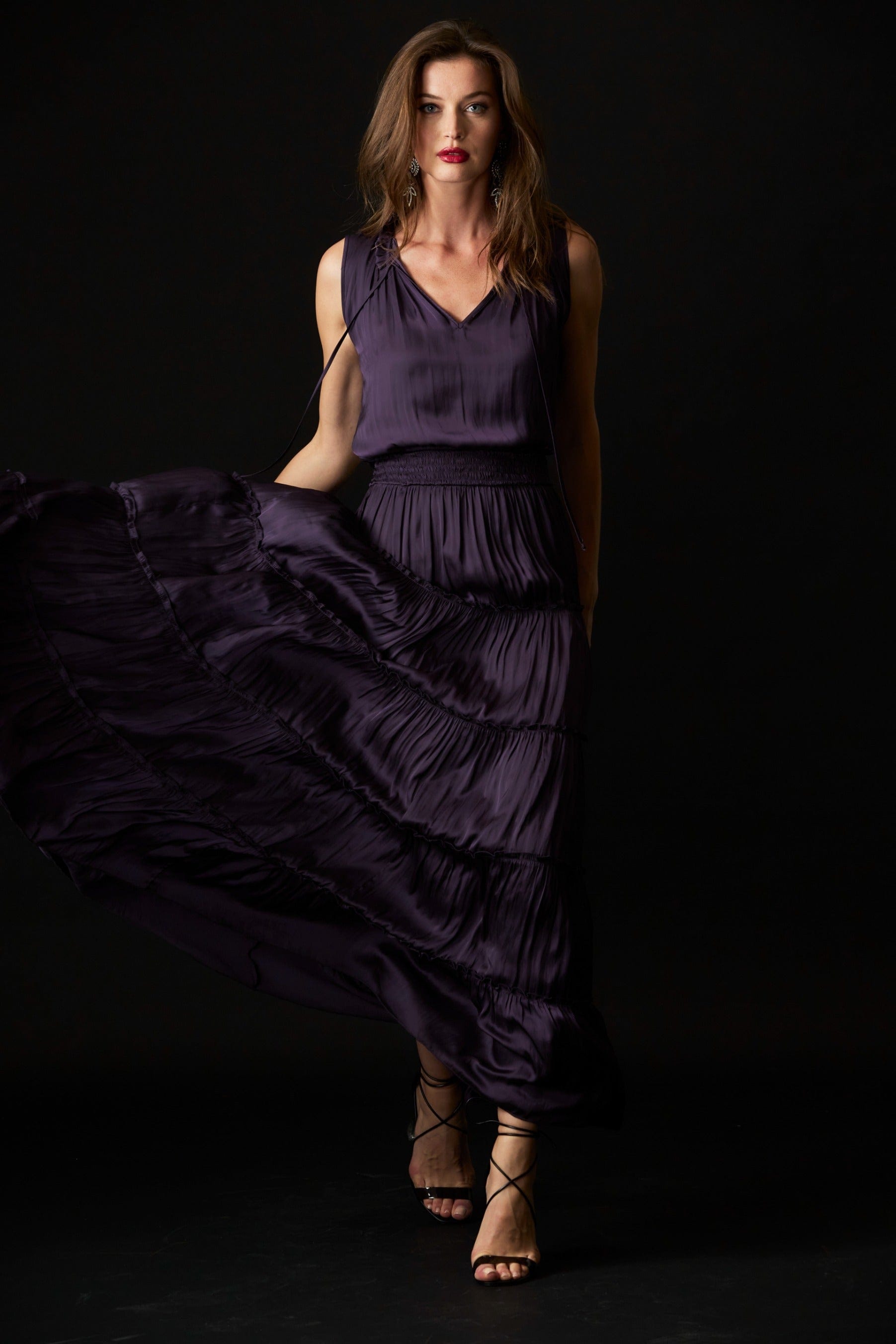 Smocked Neck Tiered Maxi