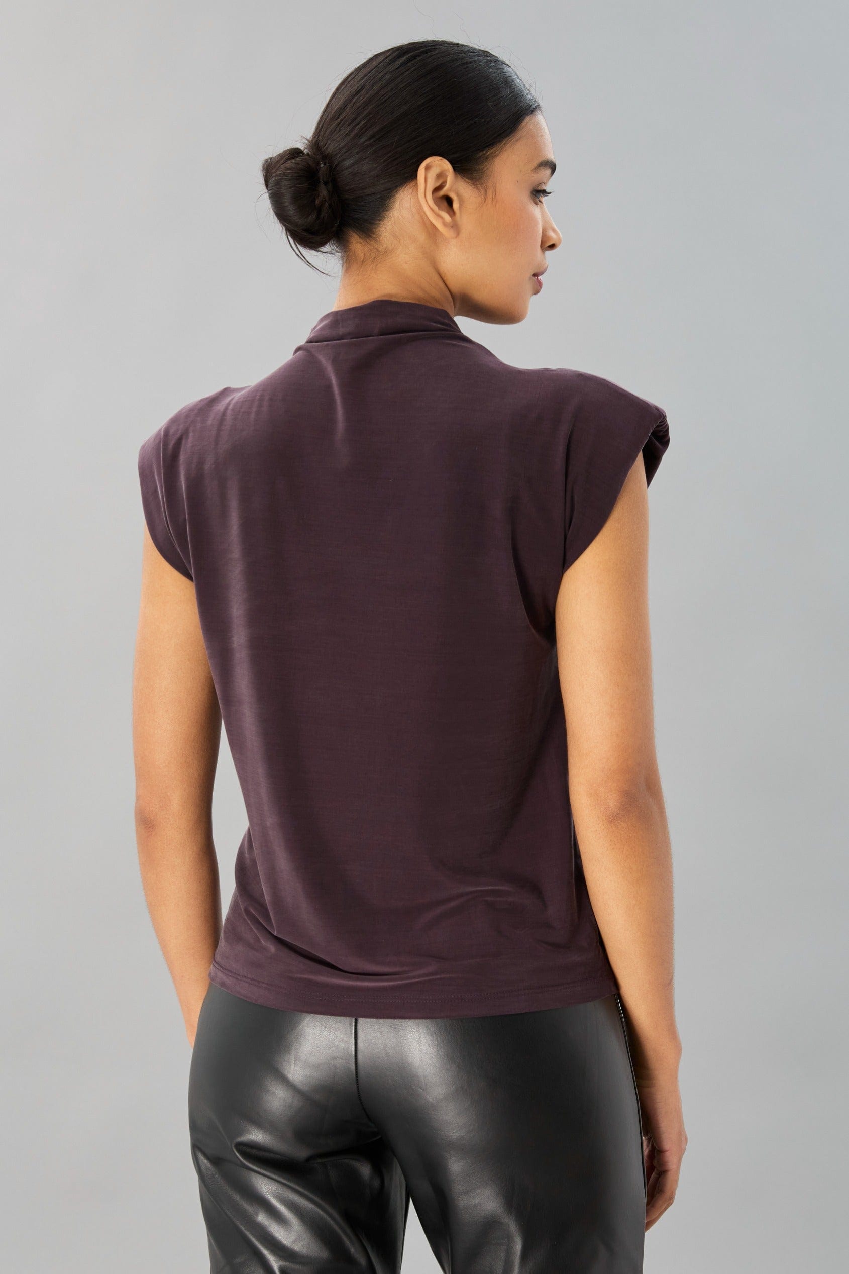 Cupro Jersey Sleveless Mock Neck Top