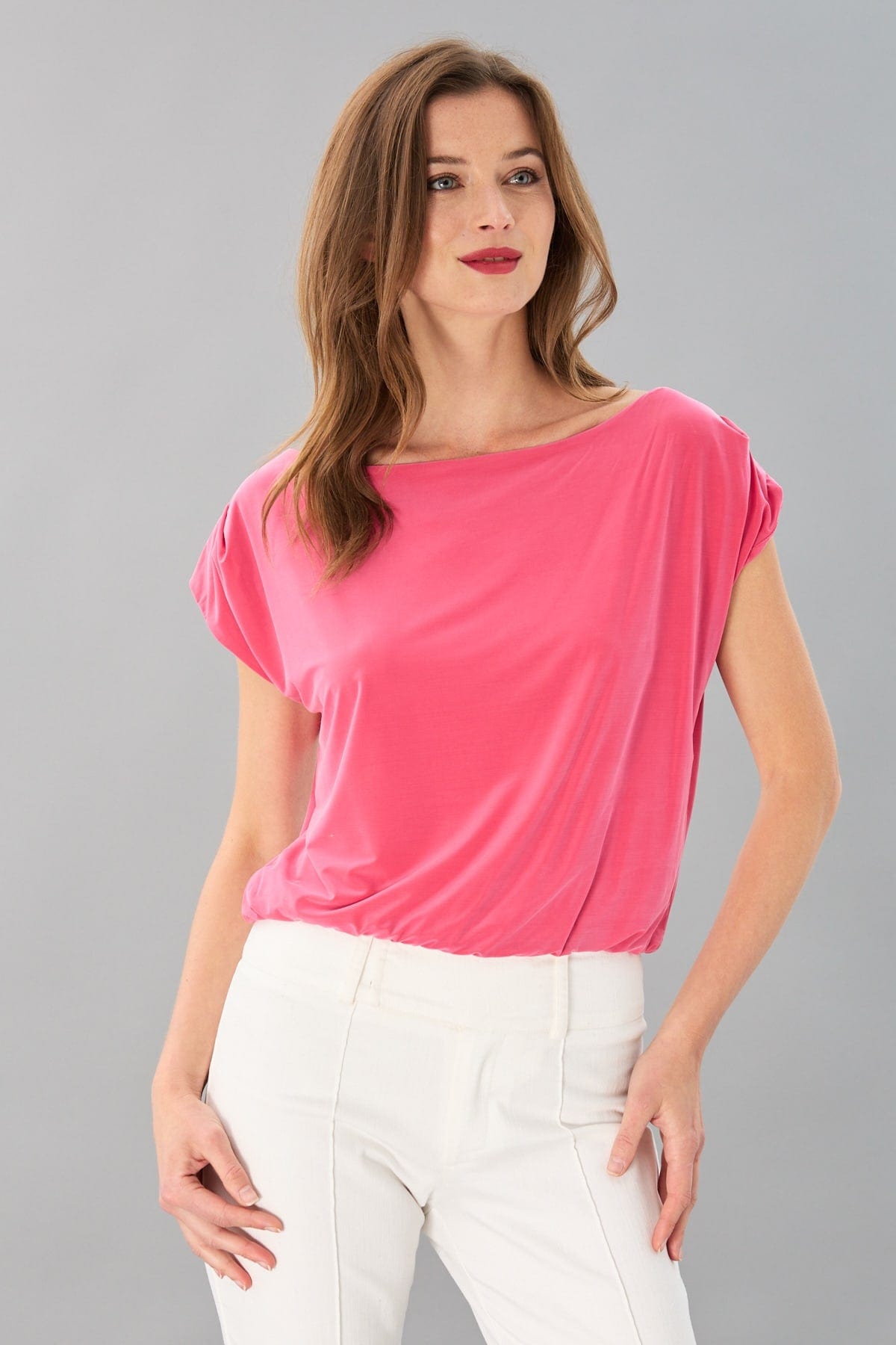 Gathered Wide Neck Top