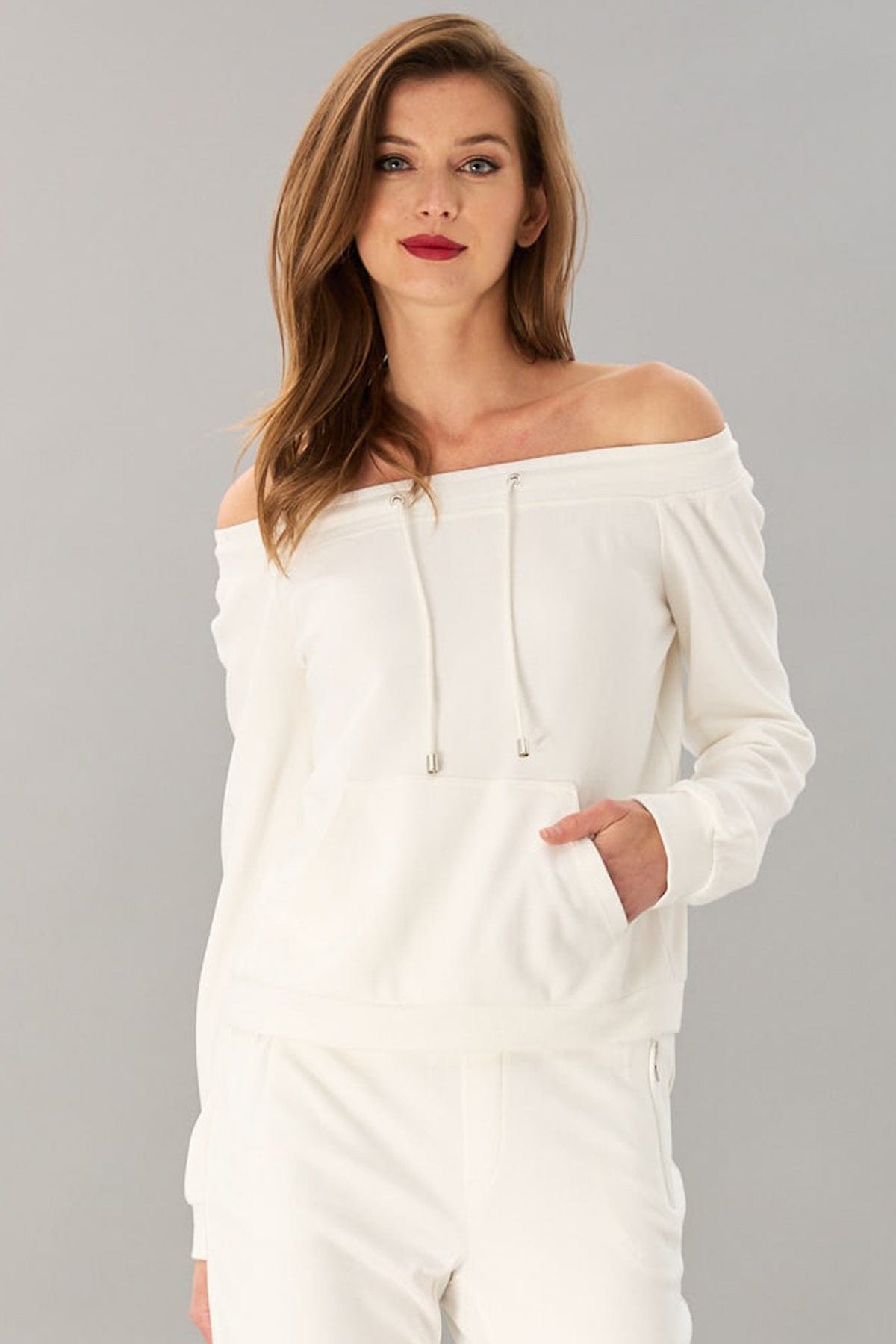 Luxe Ponte Off-Shoulder Sweatshirt