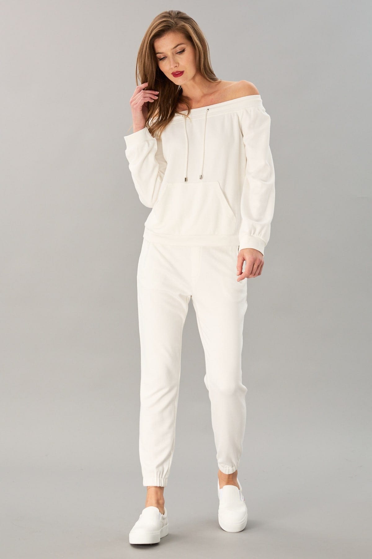 Luxe Ponte Off-Shoulder Sweatshirt
