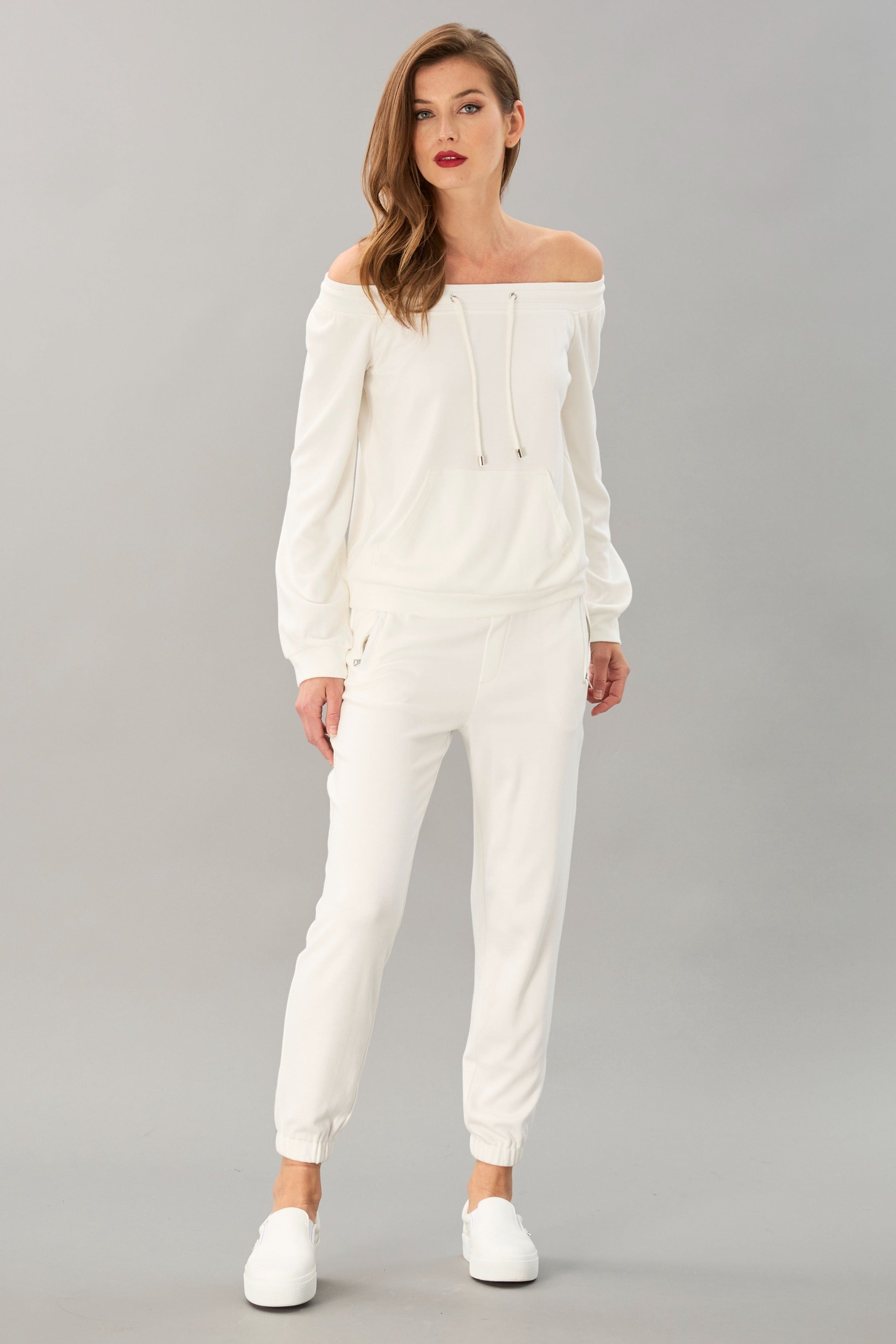 Luxe Ponte Off-Shoulder Sweatshirt