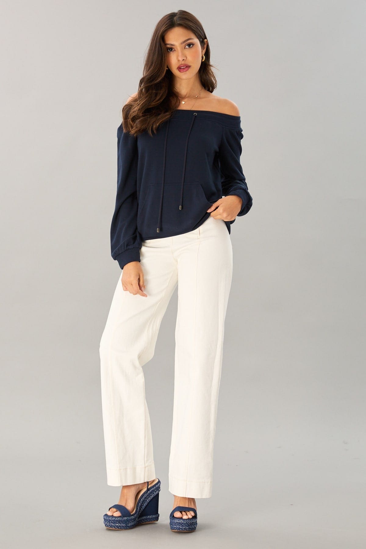 Luxe Ponte Off-Shoulder Sweatshirt