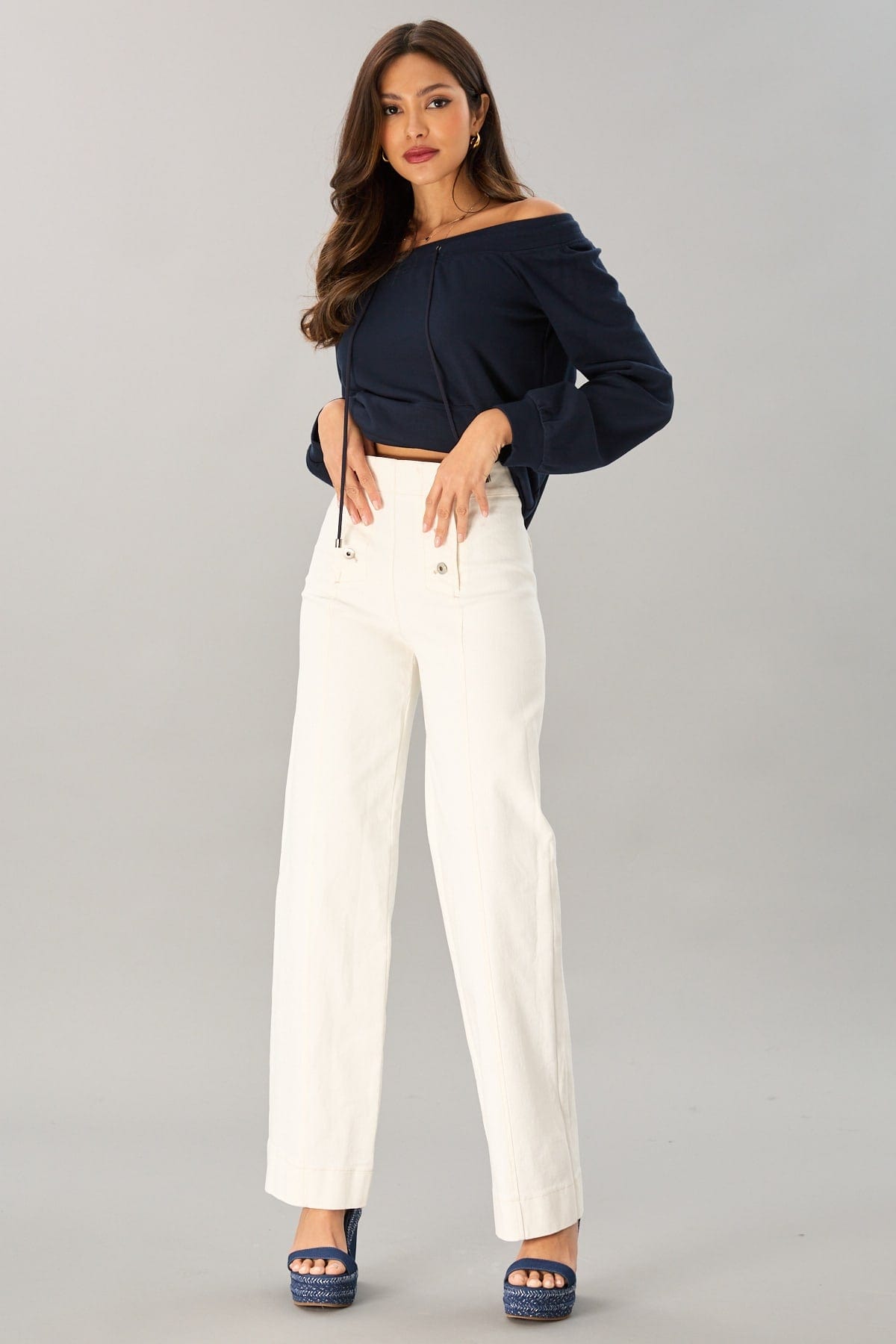 Luxe Ponte Off-Shoulder Sweatshirt