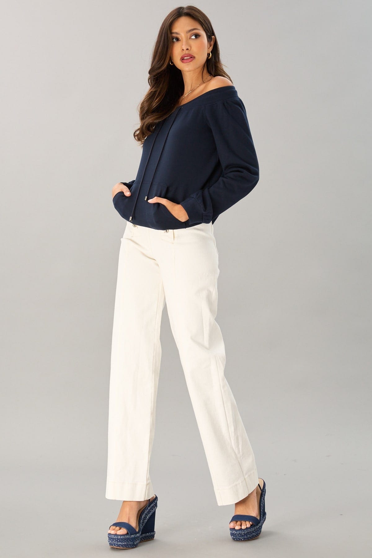 Luxe Ponte Off-Shoulder Sweatshirt