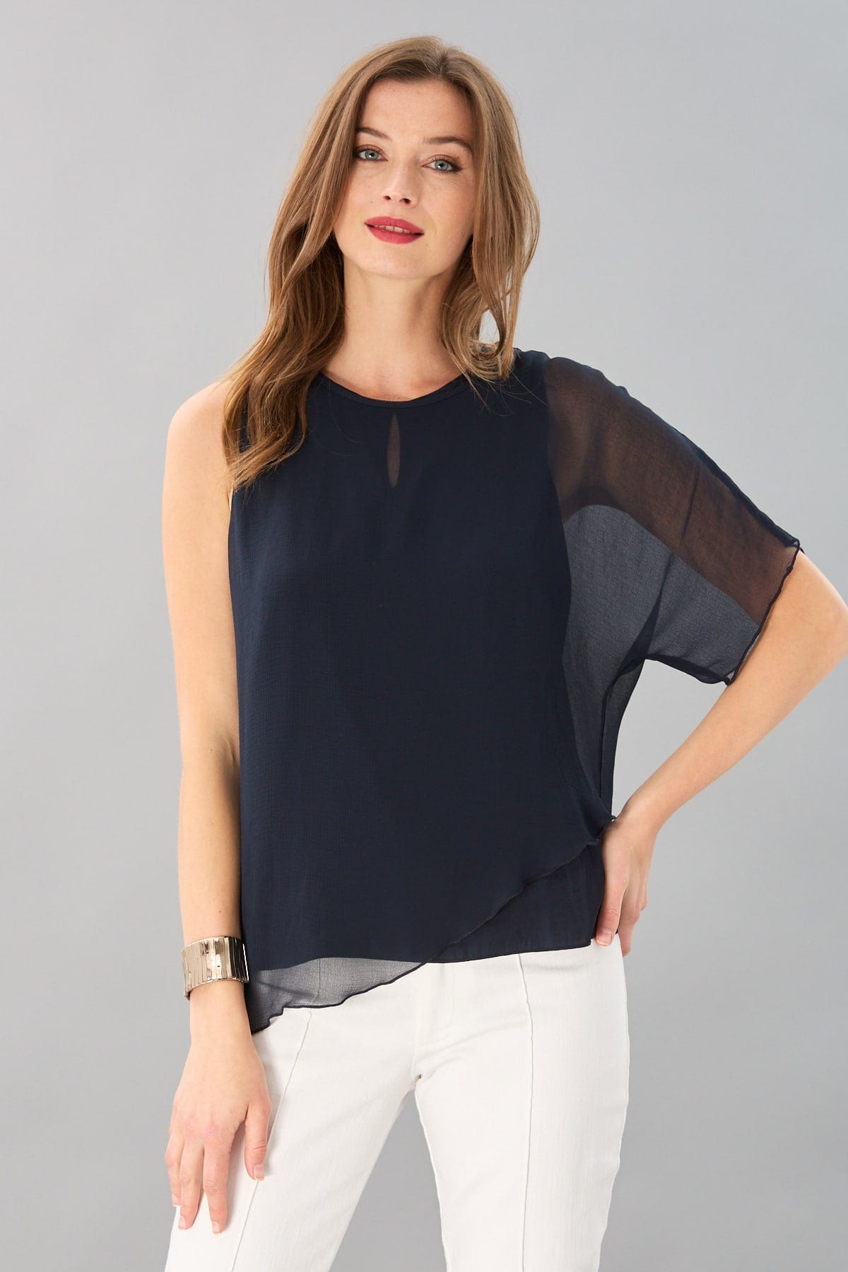 Hammered Chiffon Overlay Top