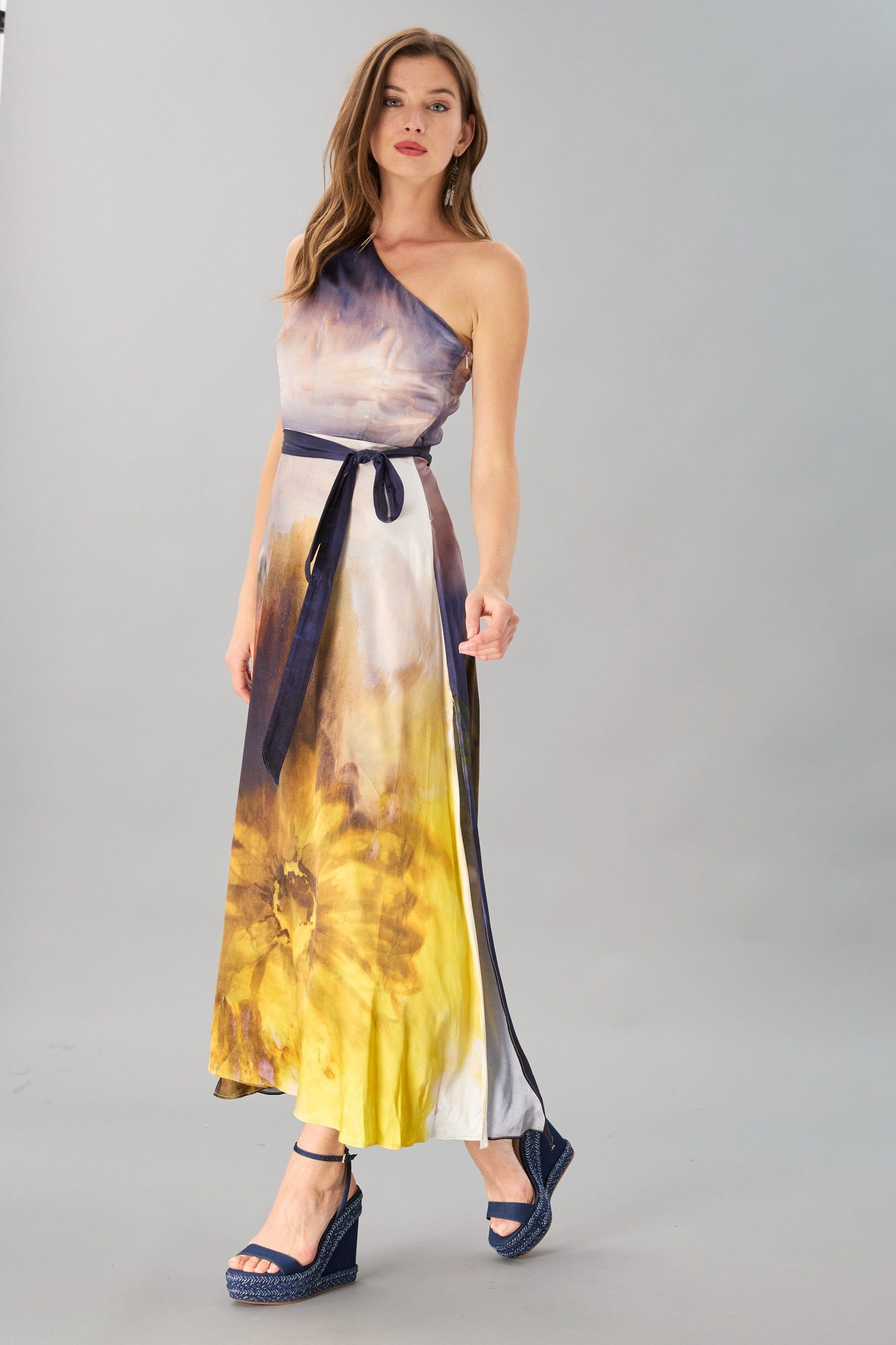 Sunflower One-Shoulder Maxi