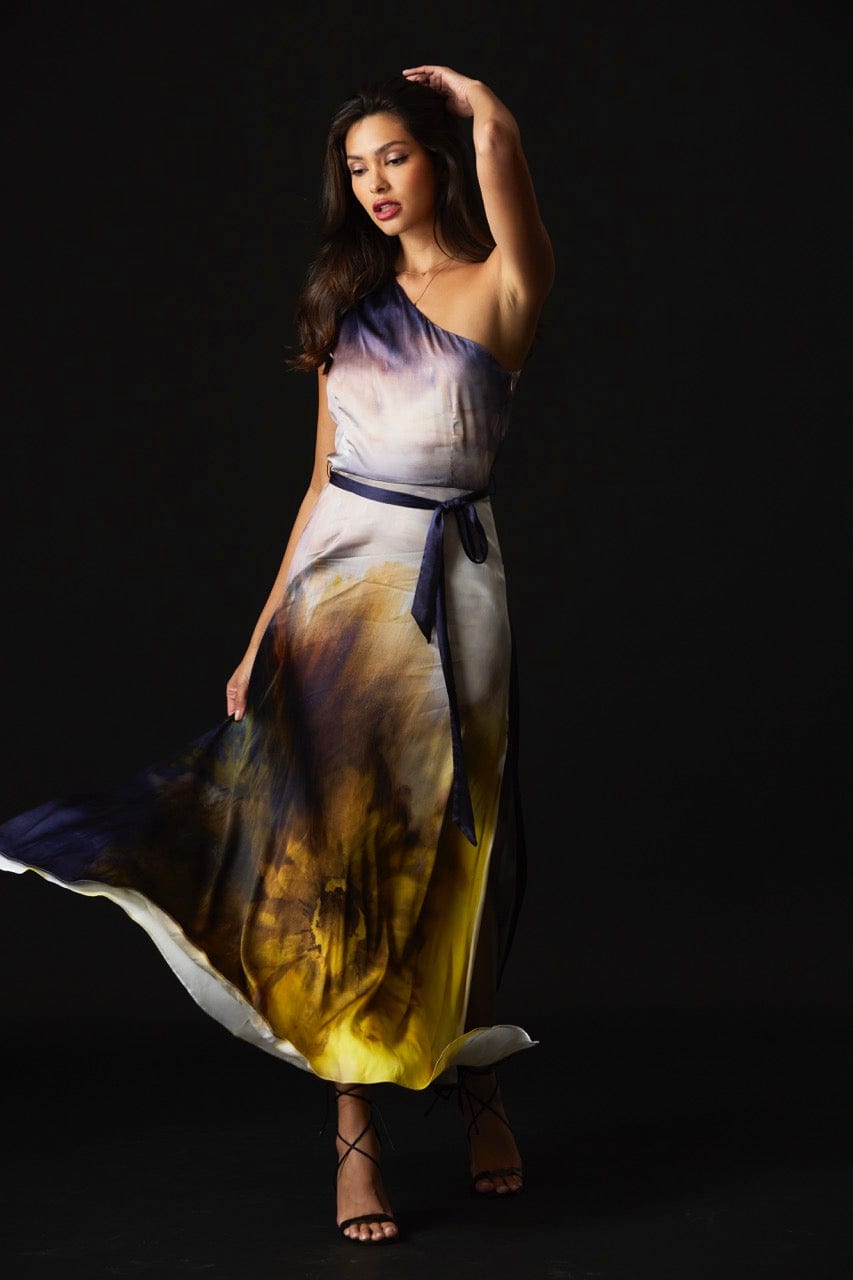 Sunflower One-Shoulder Maxi