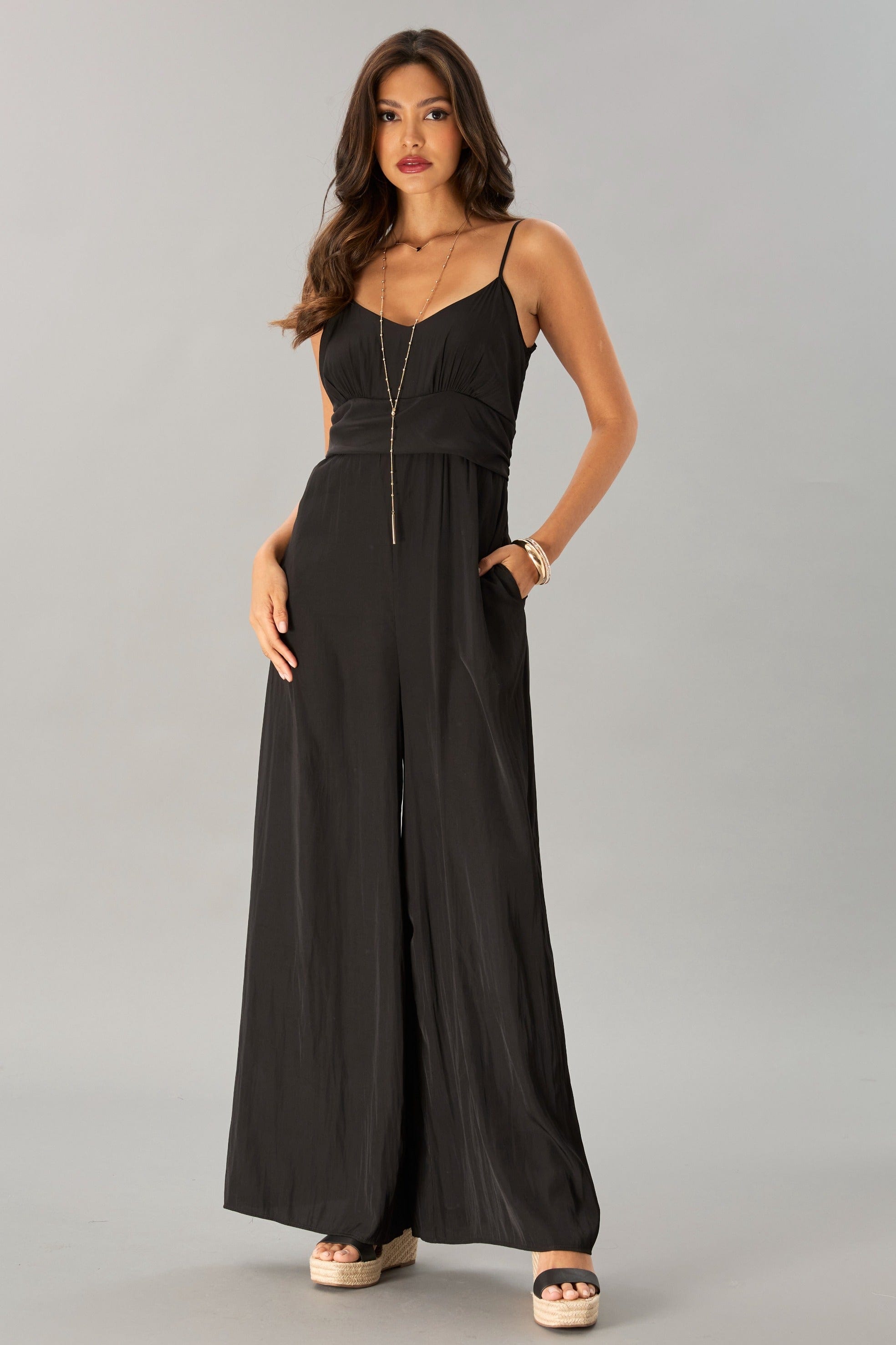 D-Satin Fitted Jumpsuit