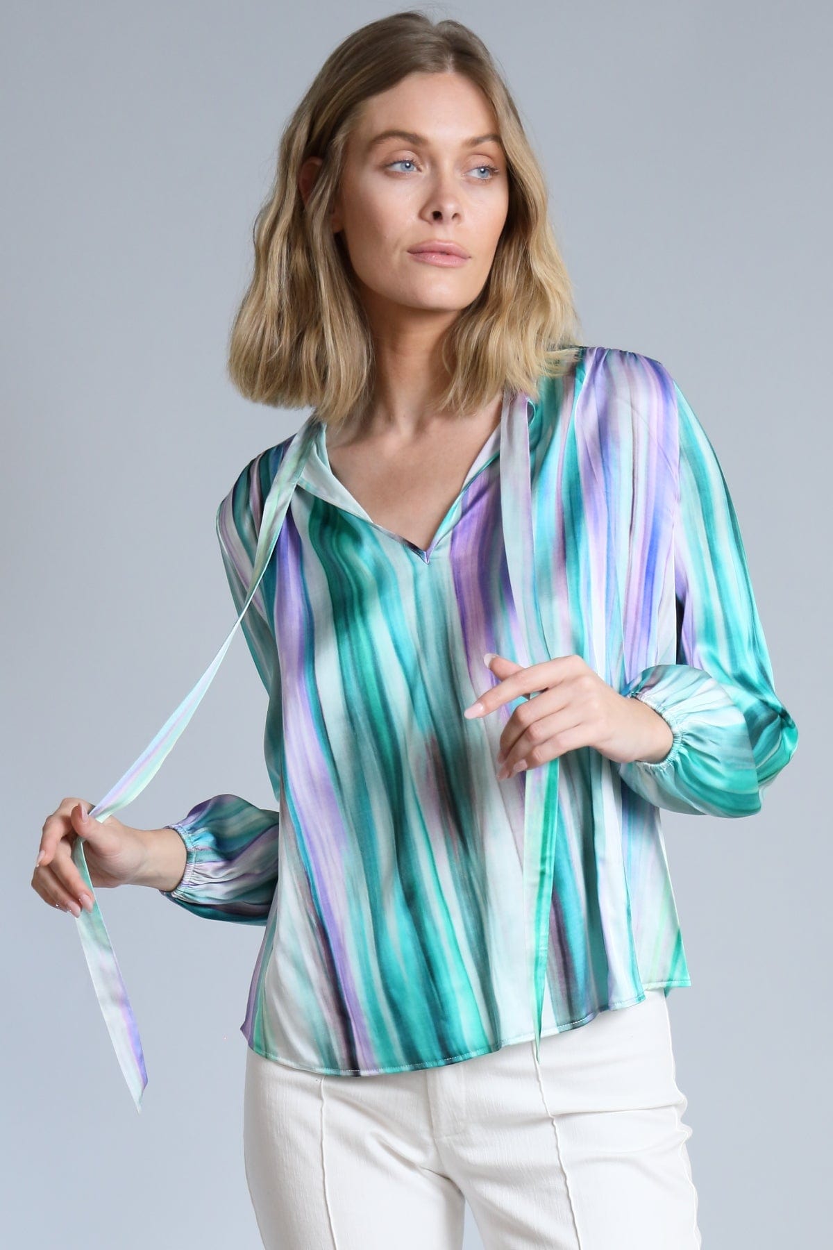 Abstract Stripe Tie Top