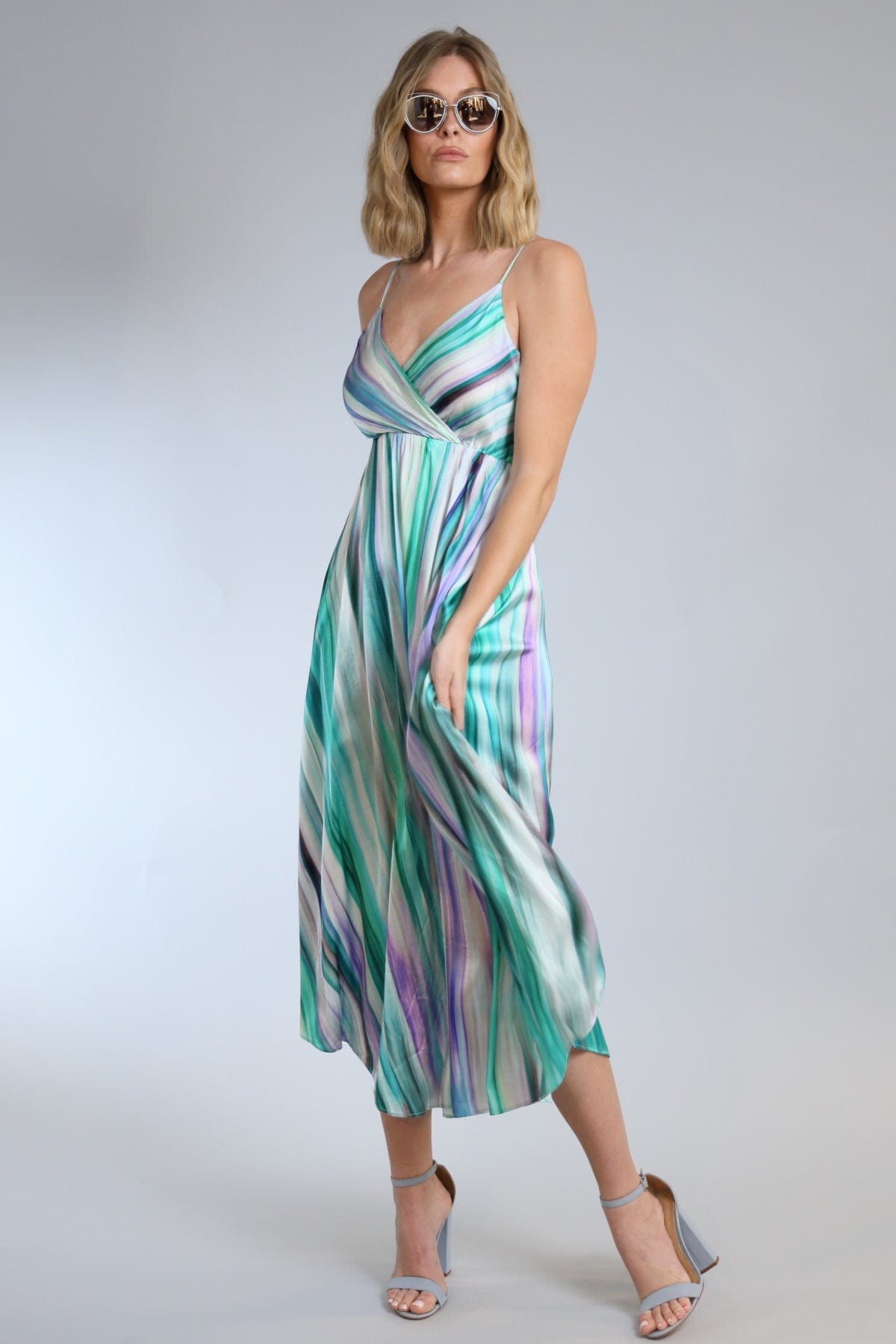 Abstract Stripe Maxi Dress