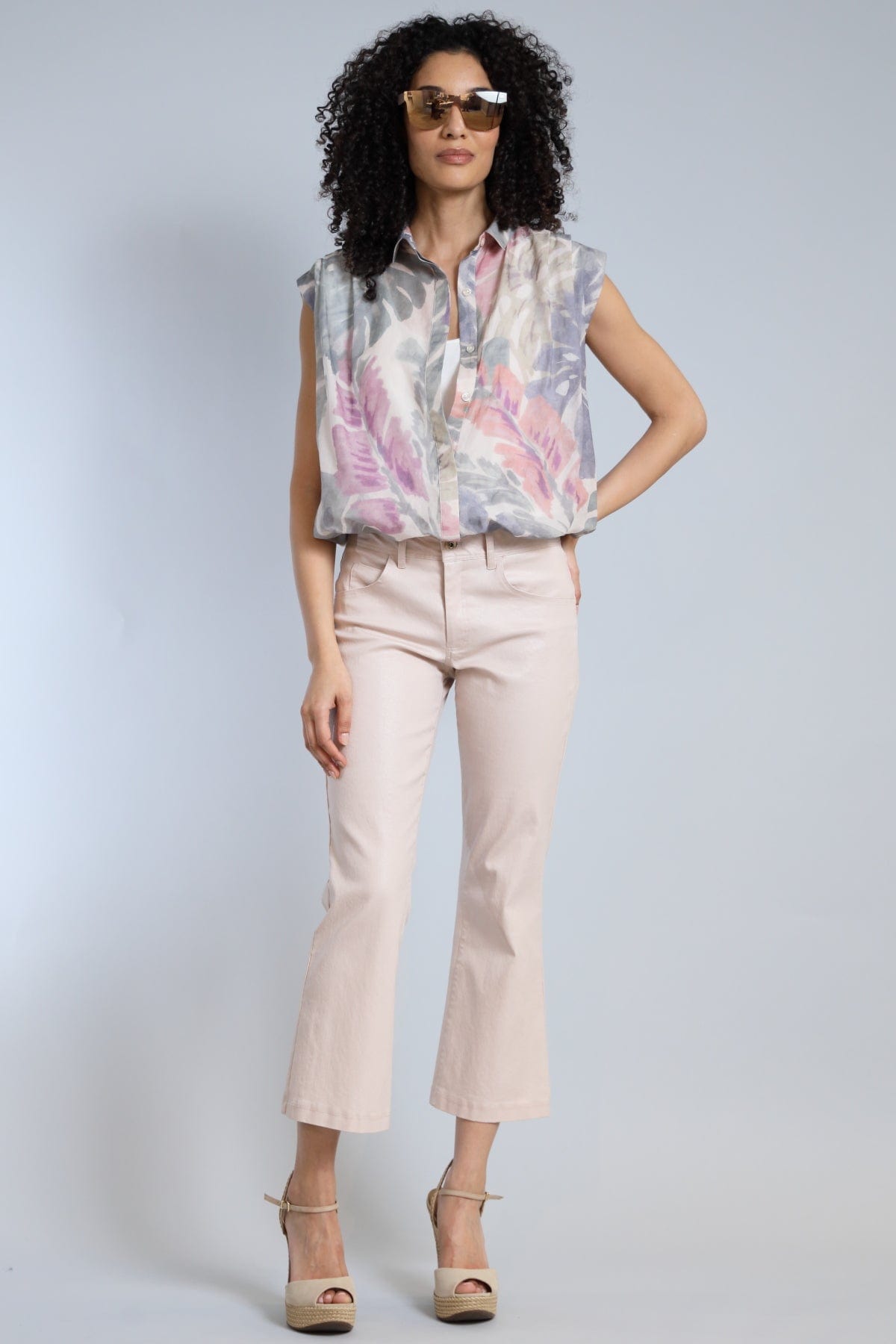 Coated Kick Flare Crop Jean