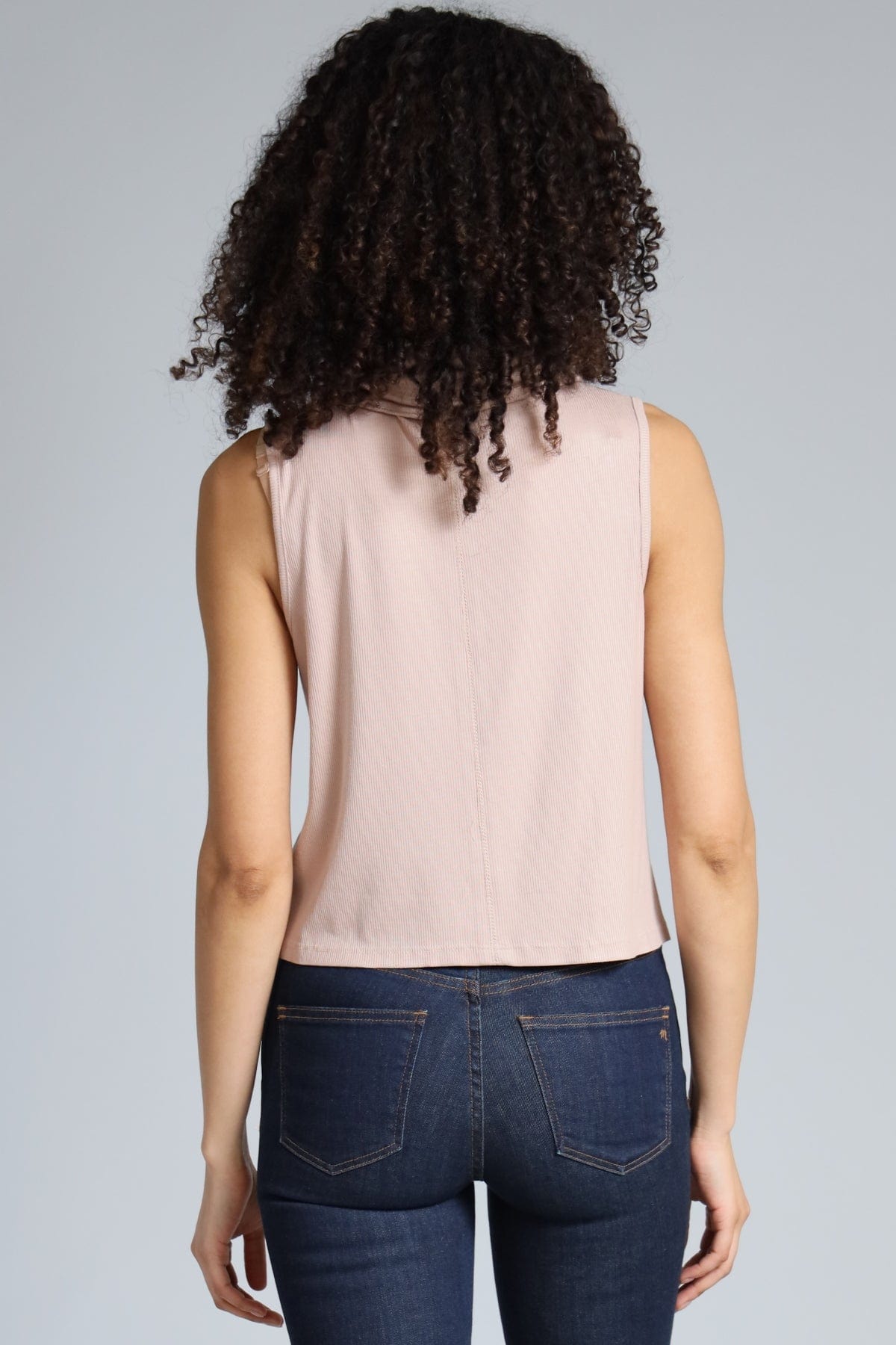 Sleeveless Rib Mock Neck Top