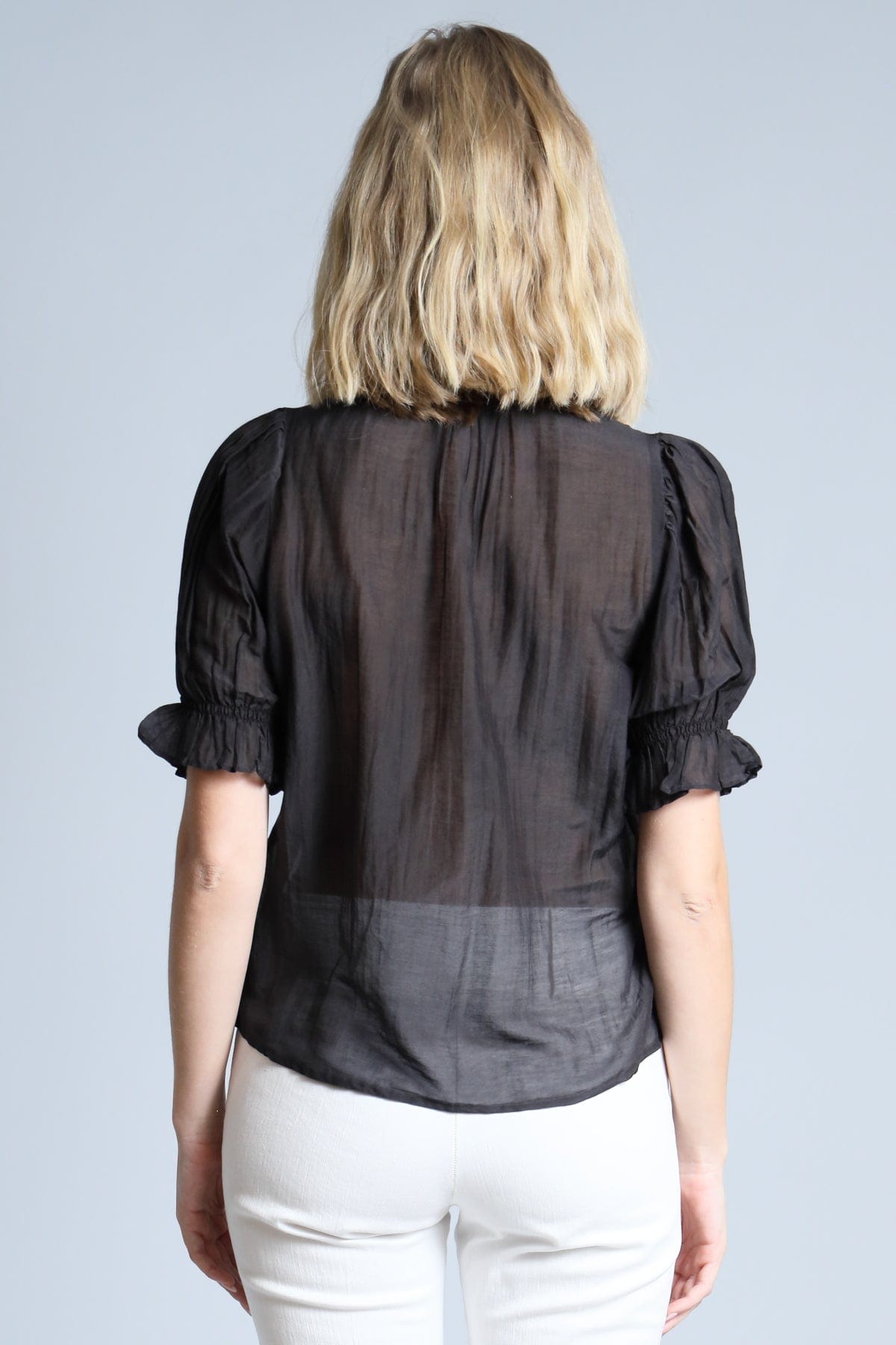 Pleat Stitch Mandarin Collar Shirt