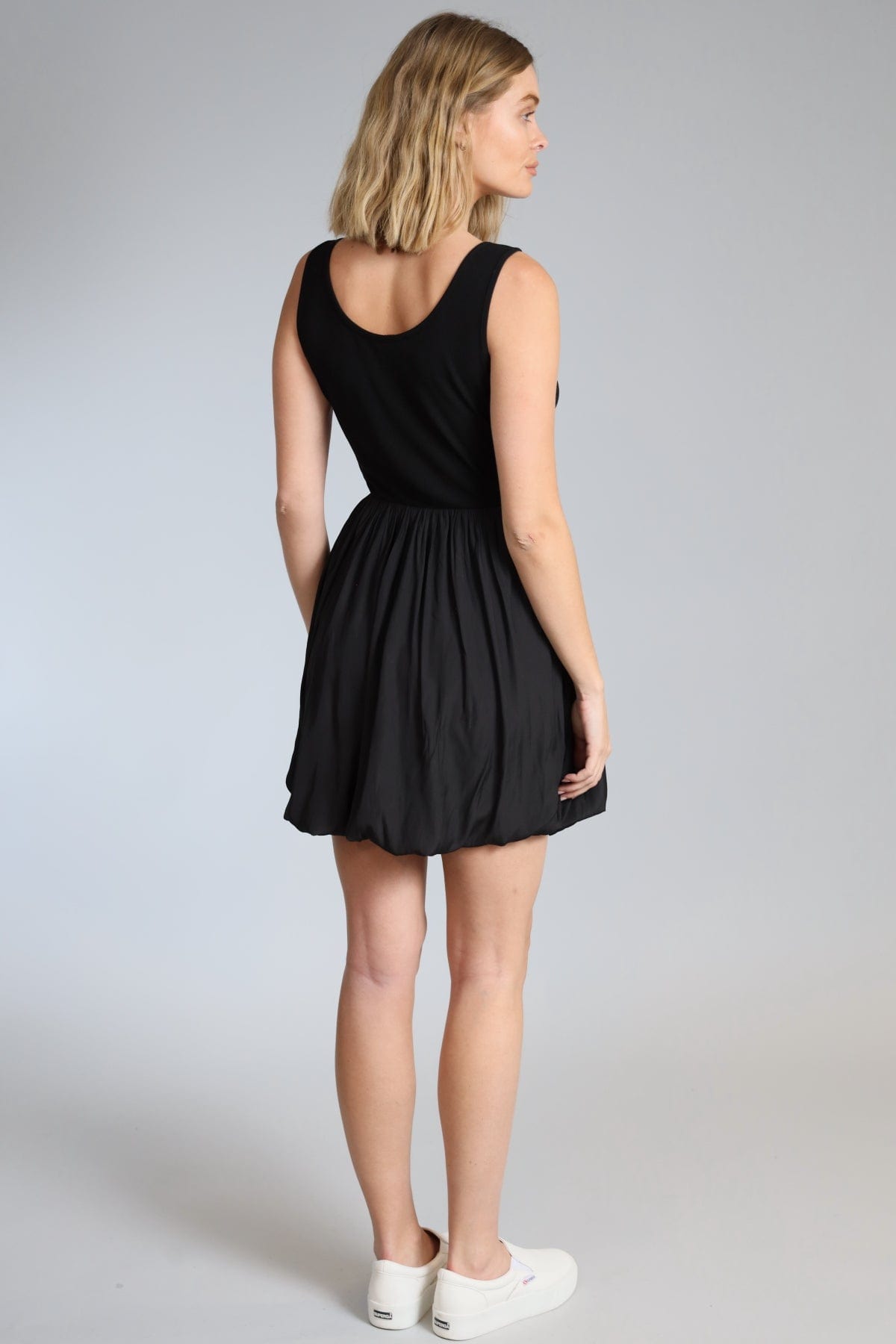 Mixed Media Balloon Tank Dress