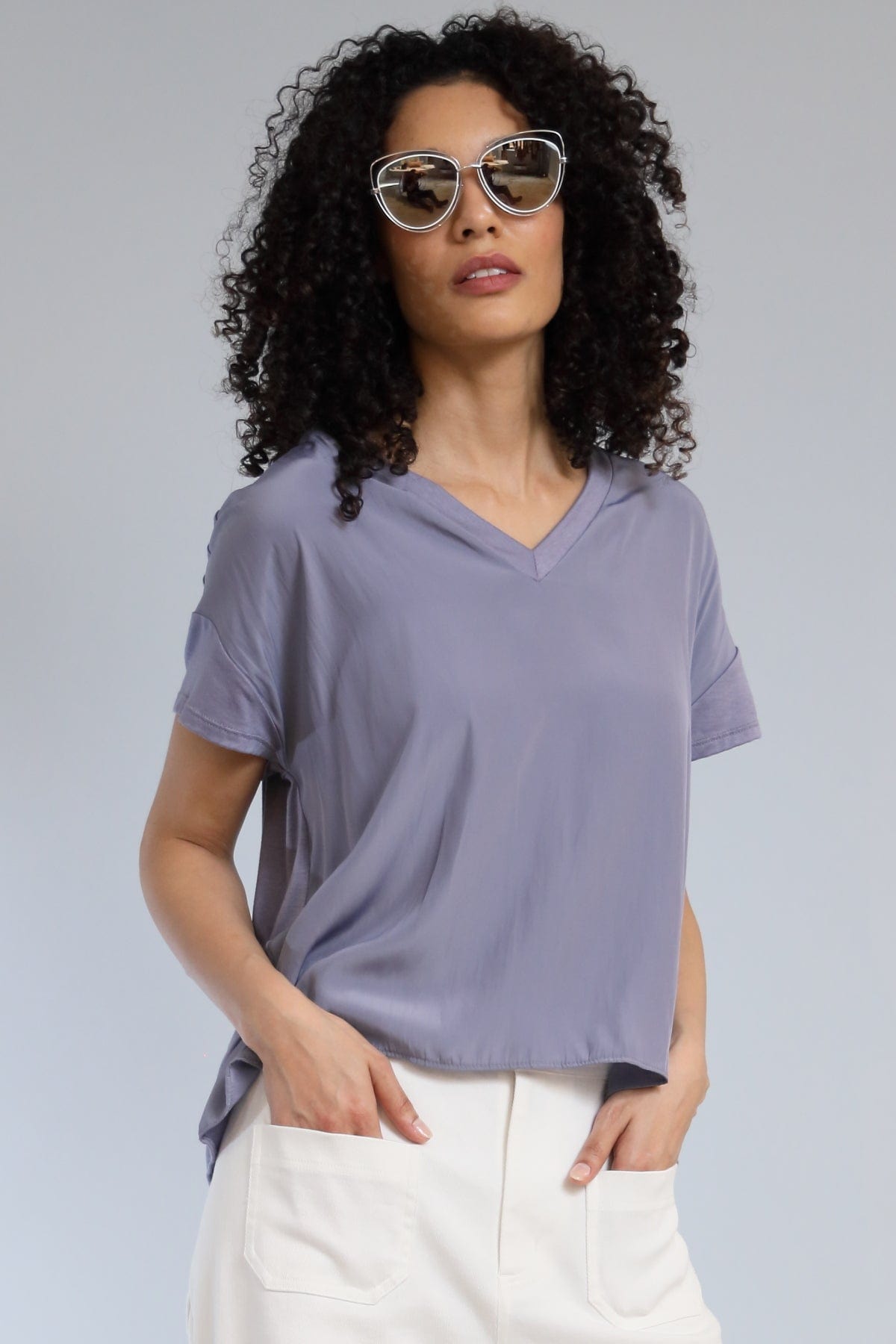 Short Sleeve V-Neck Hybrid Tee