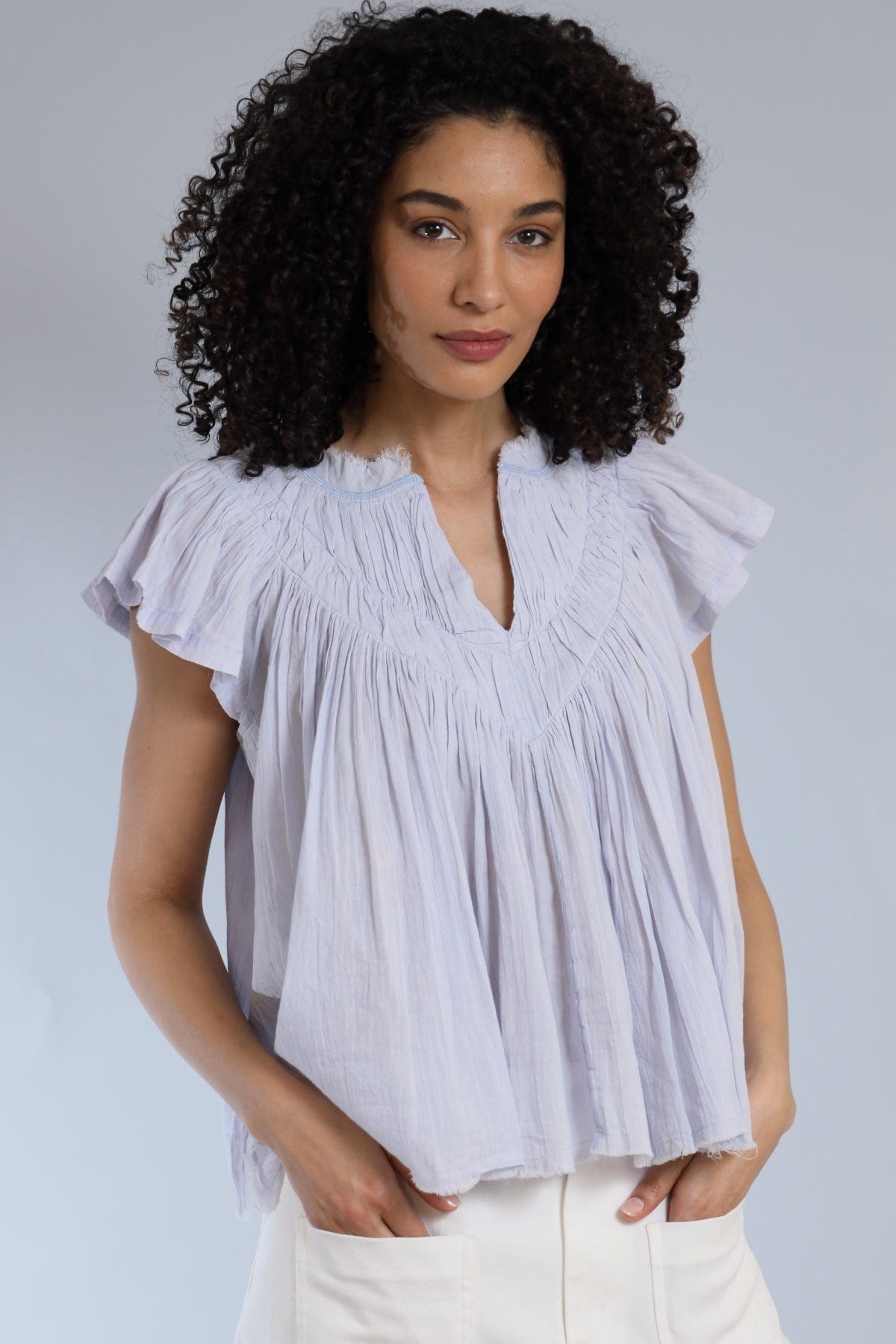 Flutter Sleeve Cotton Gauze Top