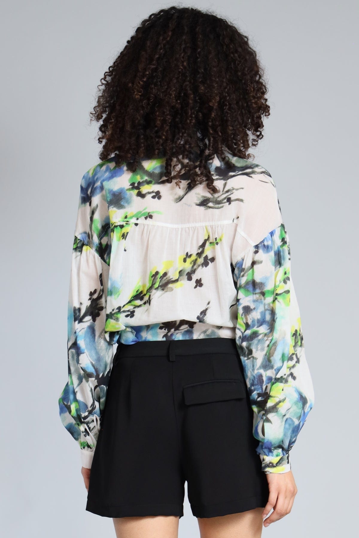 Ink Flower Cotton Voile Shirt