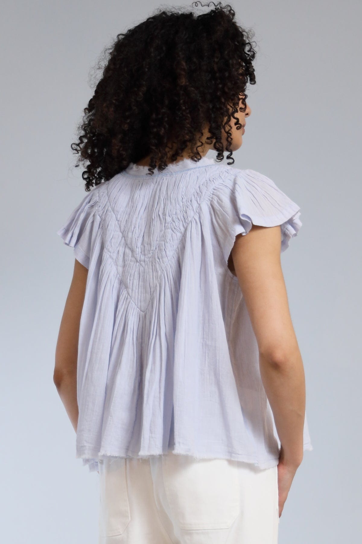 Flutter Sleeve Cotton Gauze Top