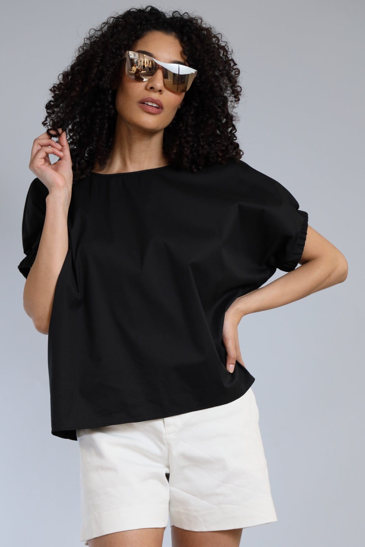 Stretch Poplin Boxy T-Shirt