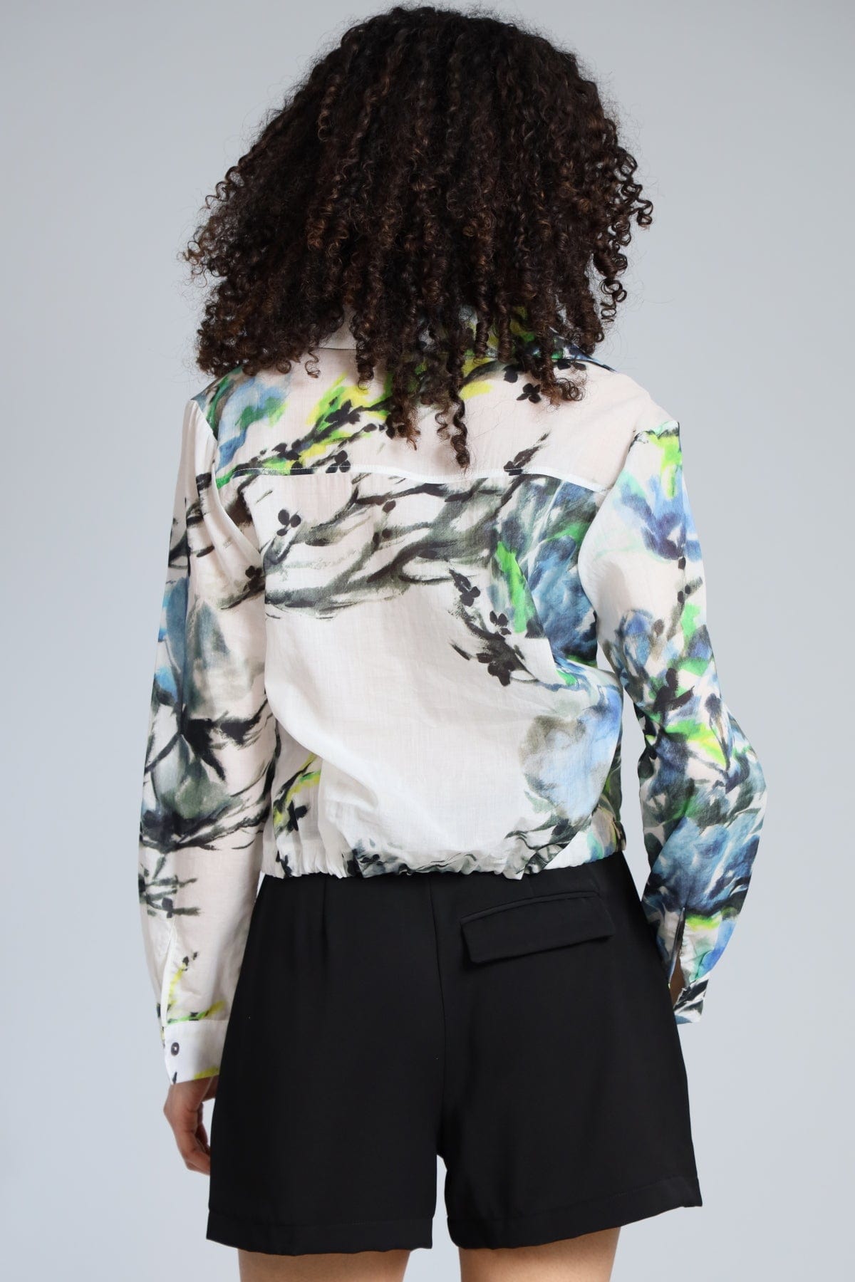 Ink Flower Cotton Voile Shacket