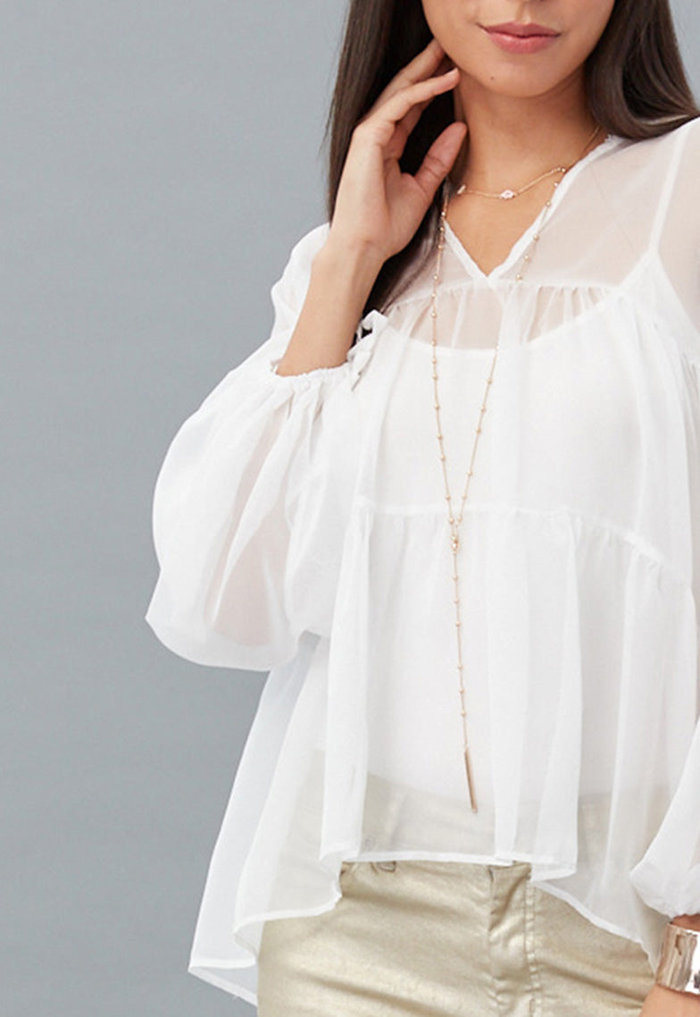 Tiered Chiffon Blouse