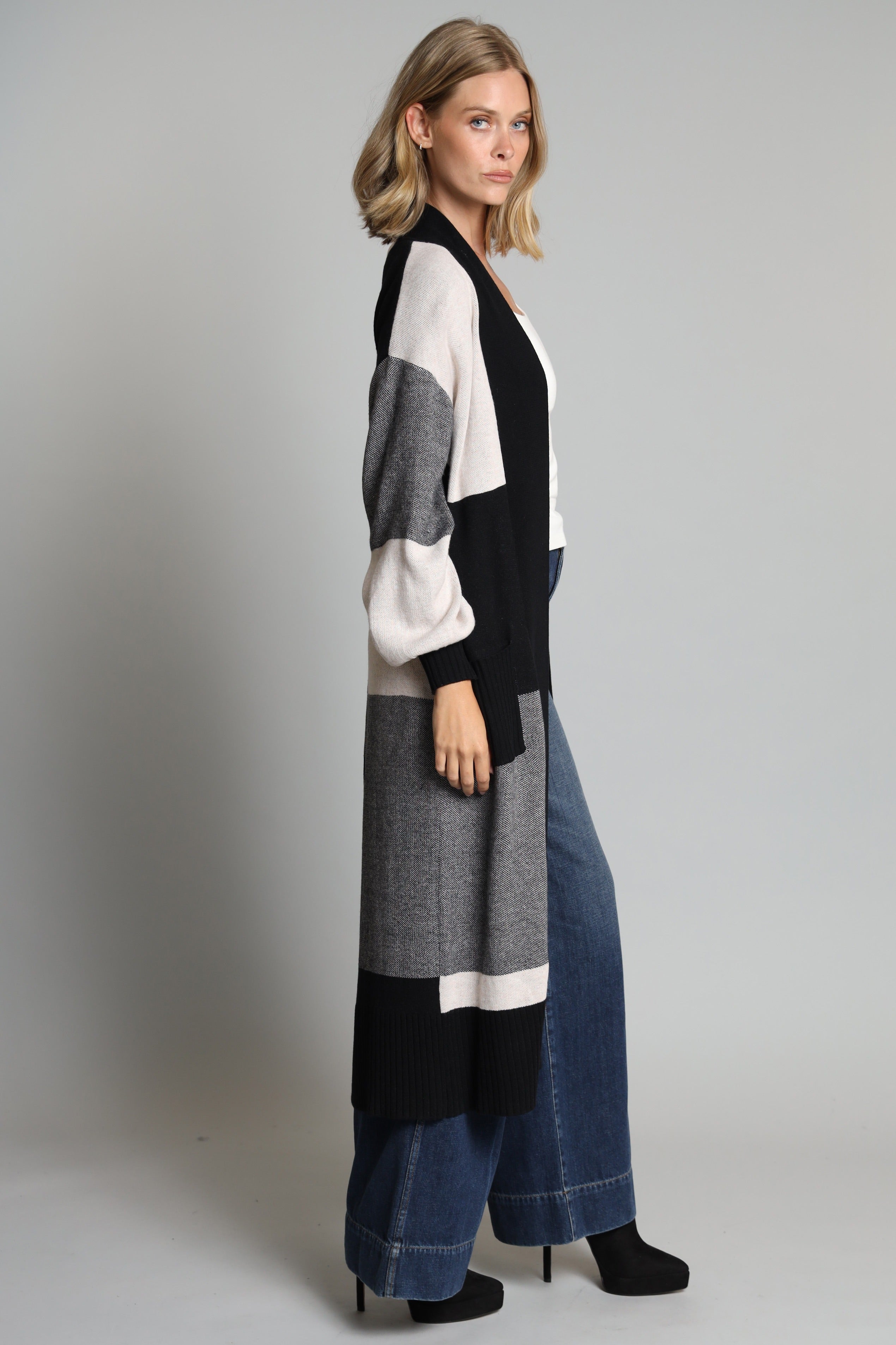 Buffalo Plaid Sweater Duster