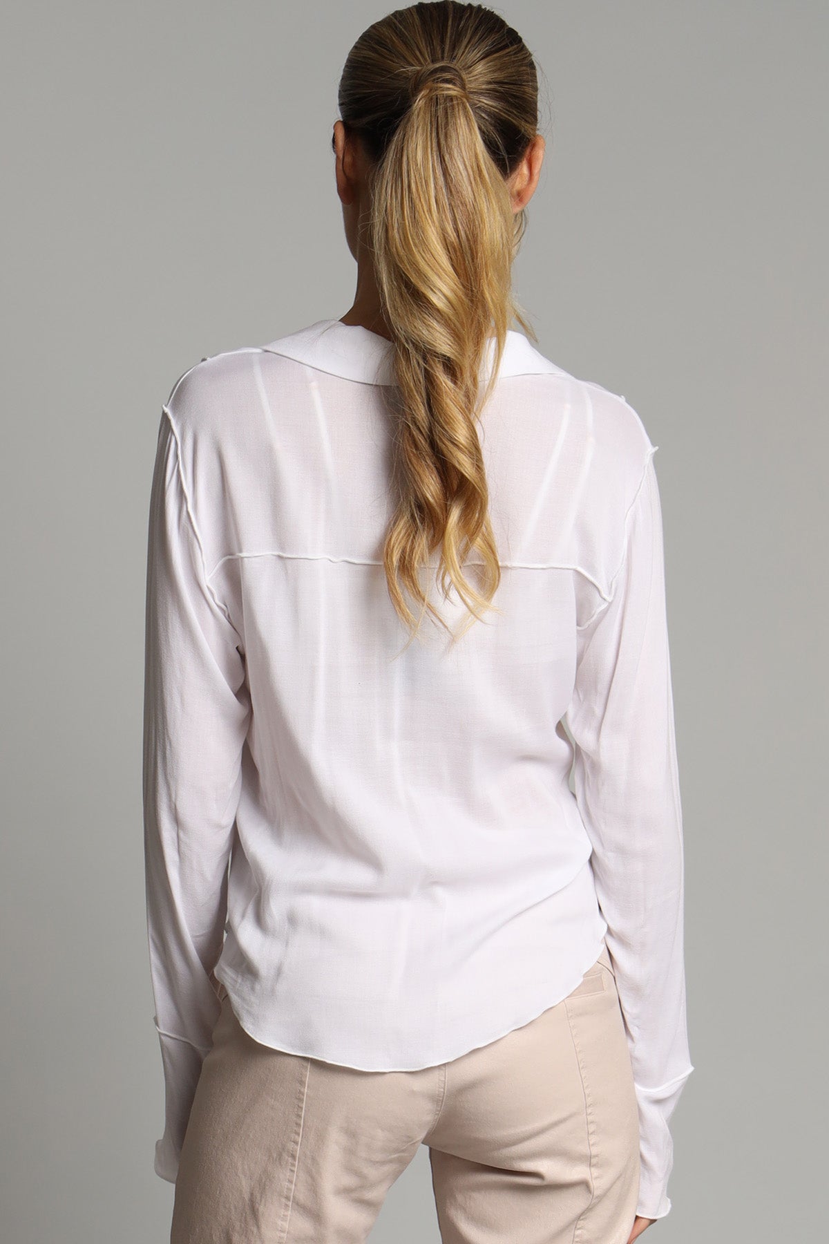 Yummy Crepe Button Front Fitted Shirt