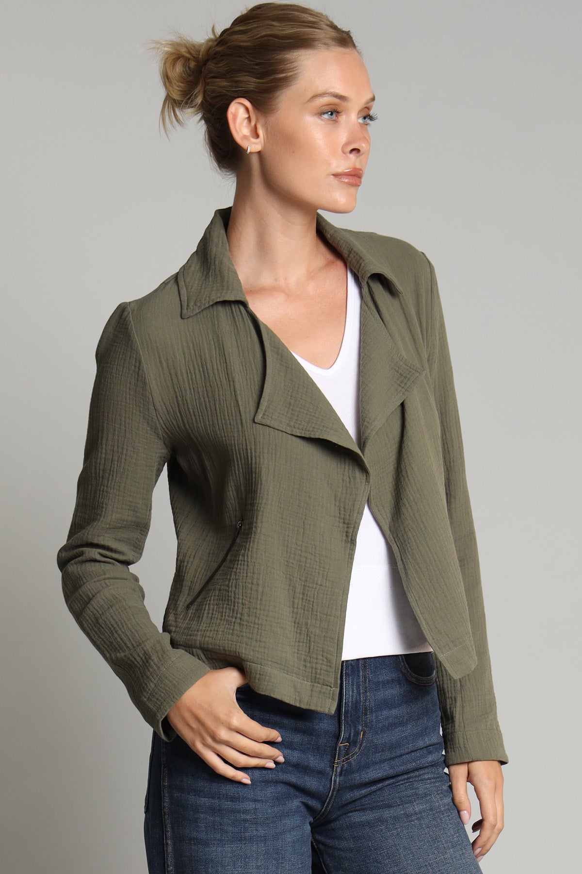 Cotton Gauze Moto Jacket