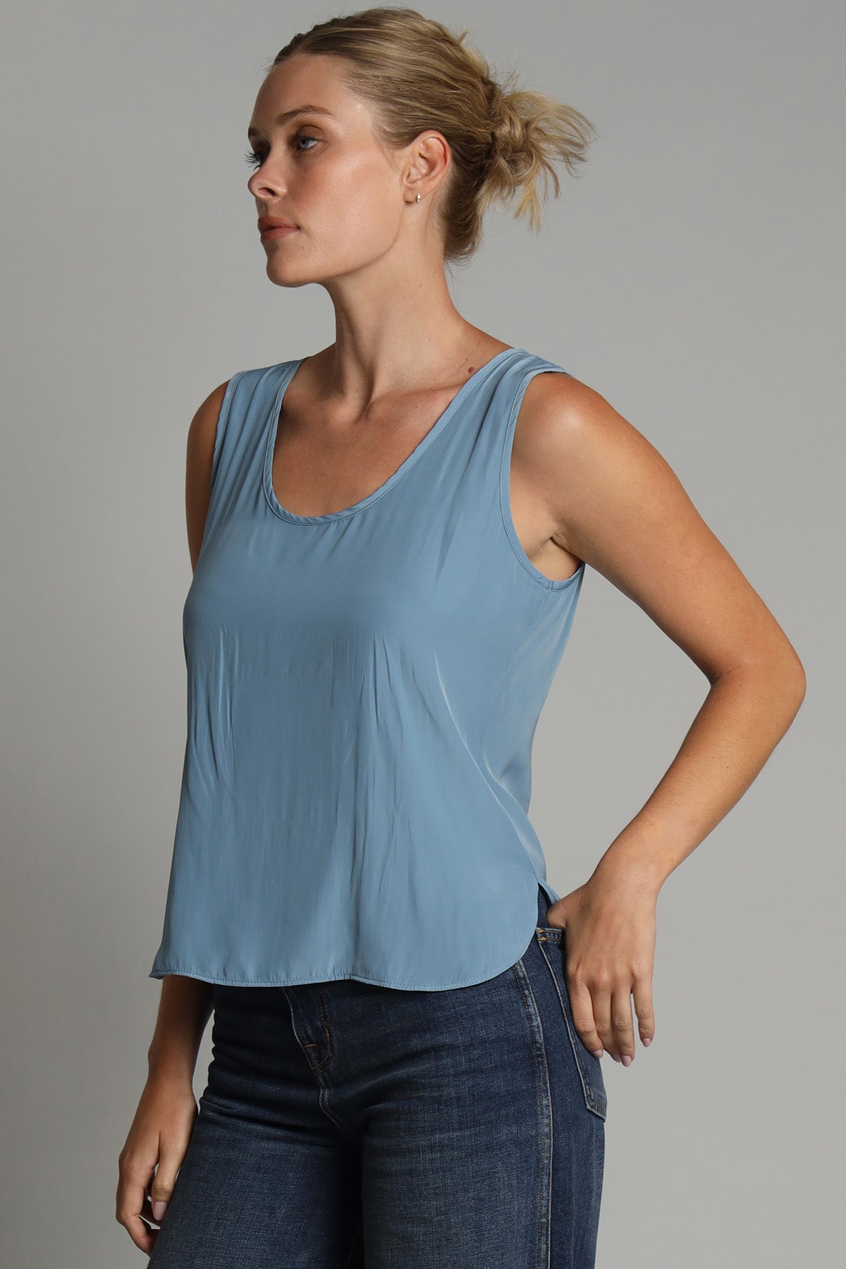 Shirtail D Satin Tank