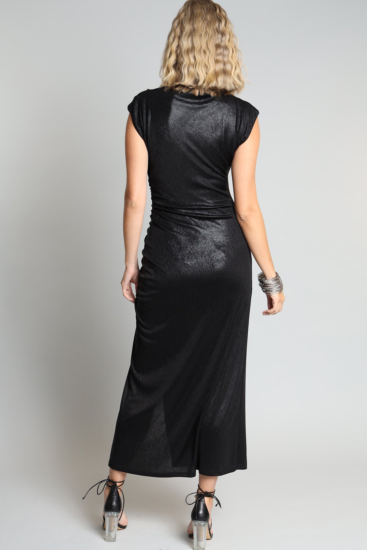 Metallic Jersey Midi Dress