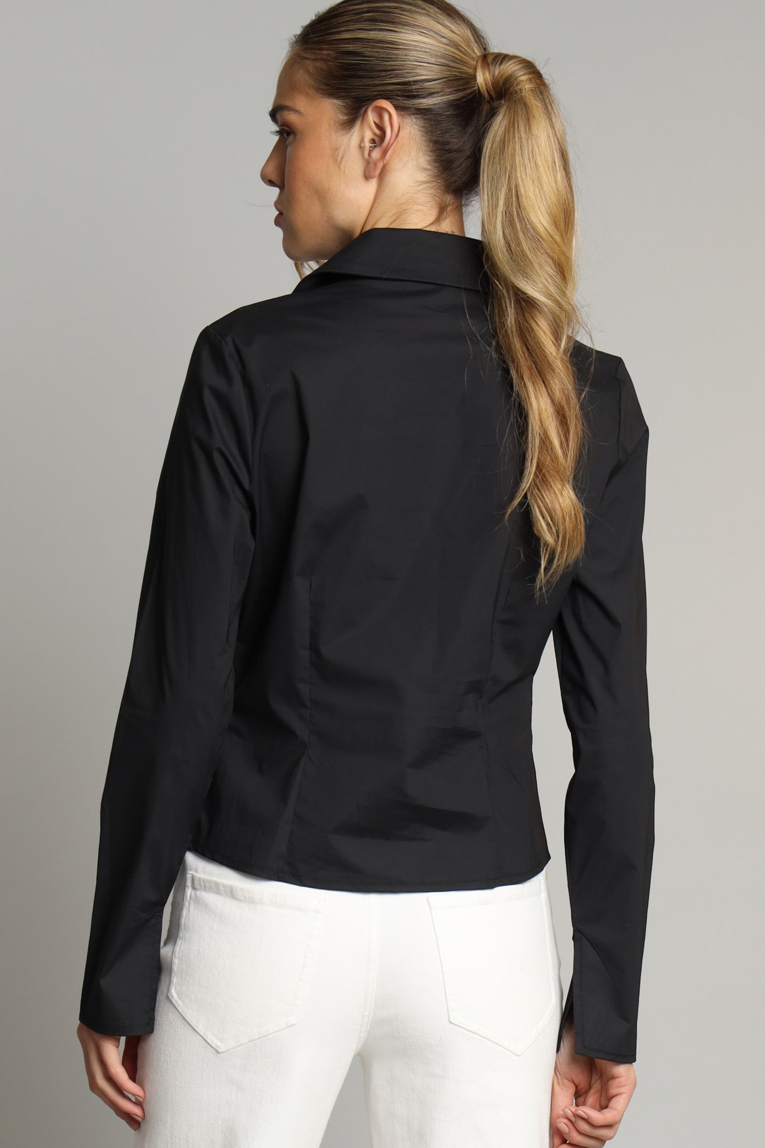 Stretch Poplin Zip Front Shirt