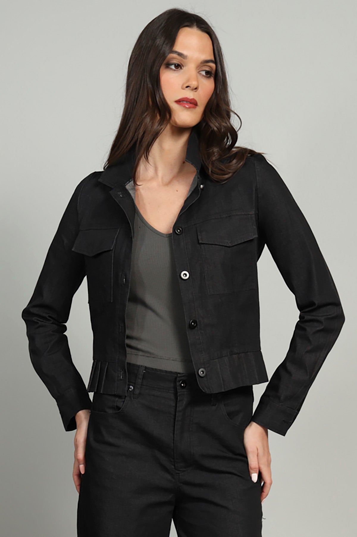 Ruffle Jean Jacket