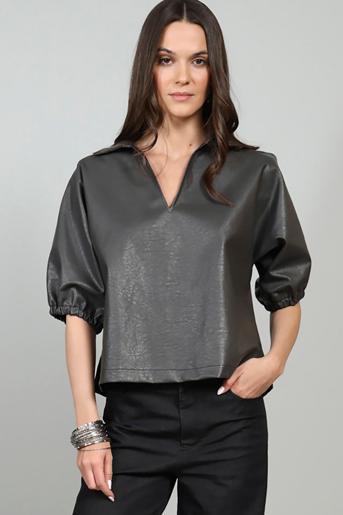 Nicole Vegan Leather Top