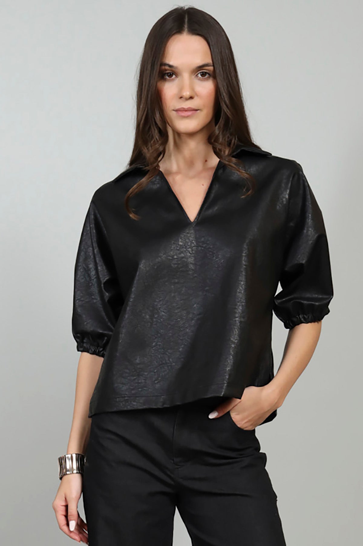 Nicole Vegan Leather Top