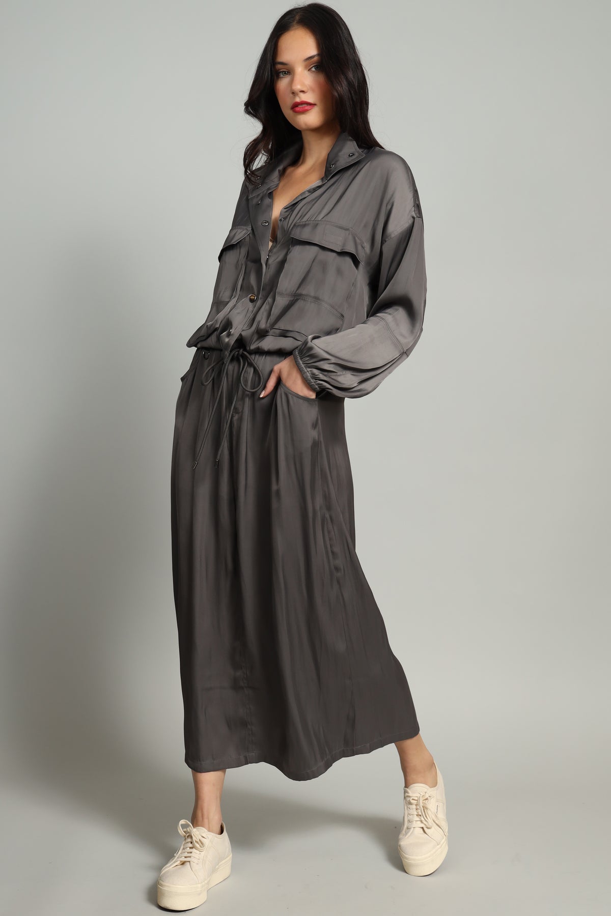 Vintage Satin Cargo Skirt