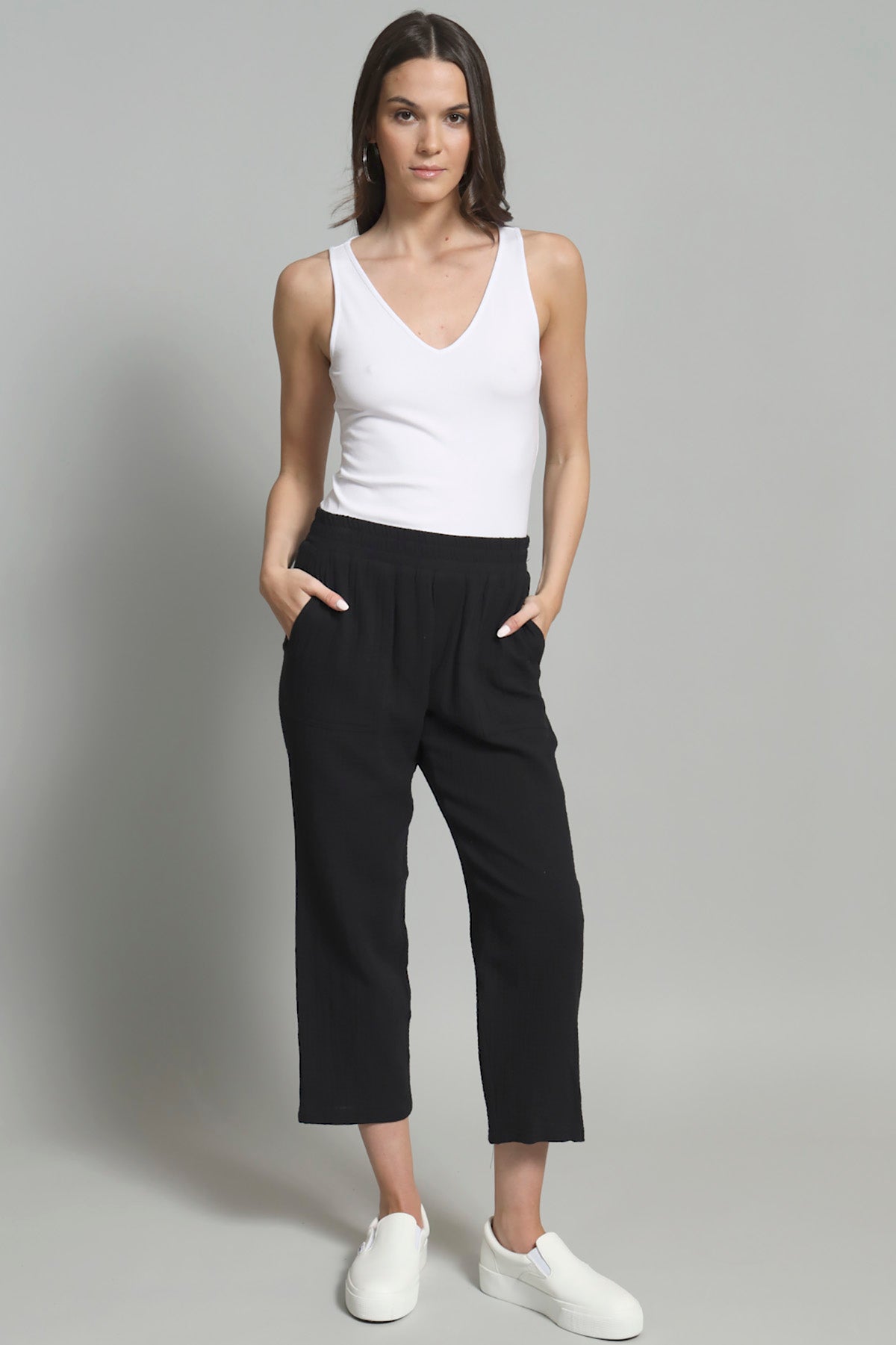 Pucker Gauze Cropped Jogger