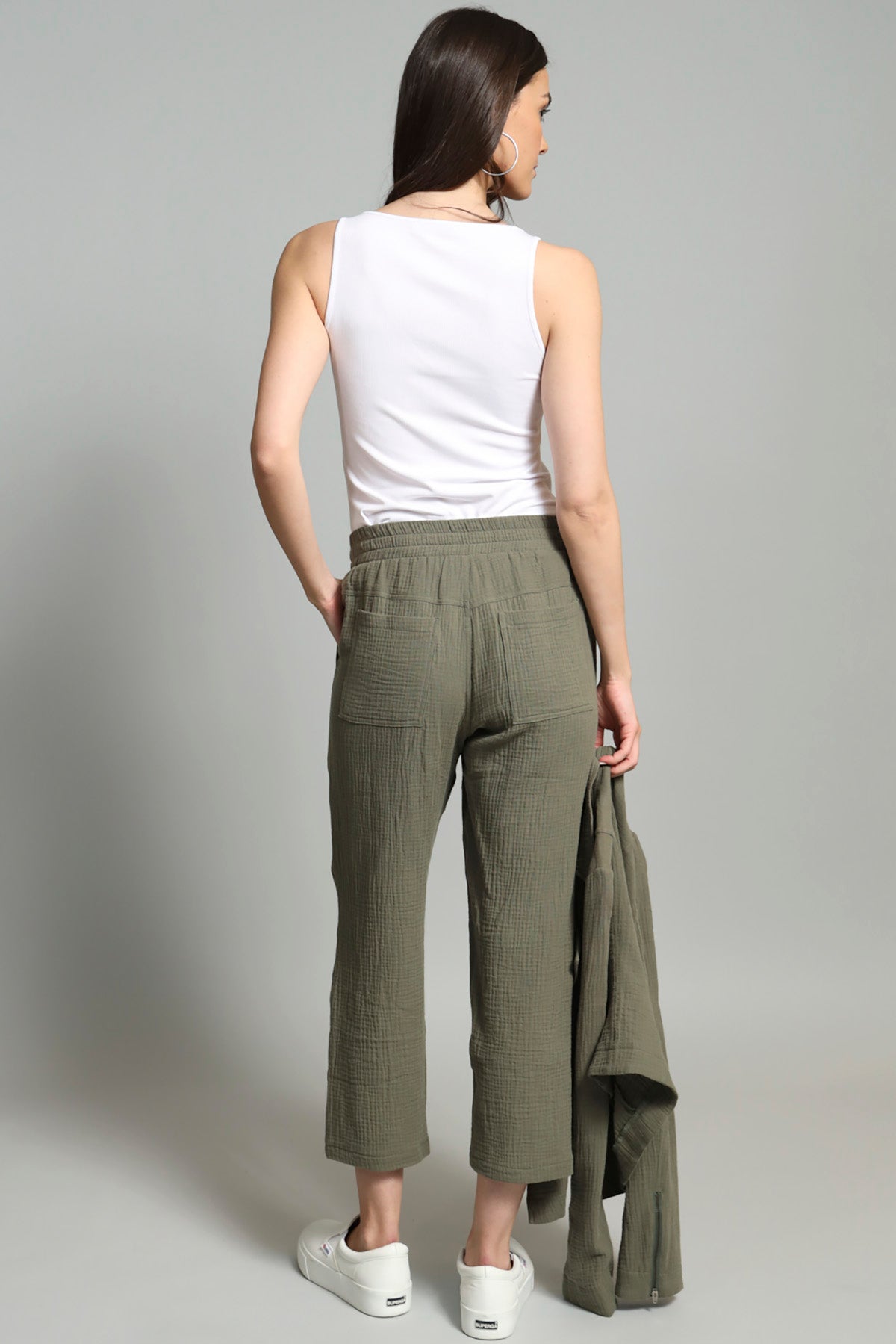 Pucker Gauze Cropped Jogger