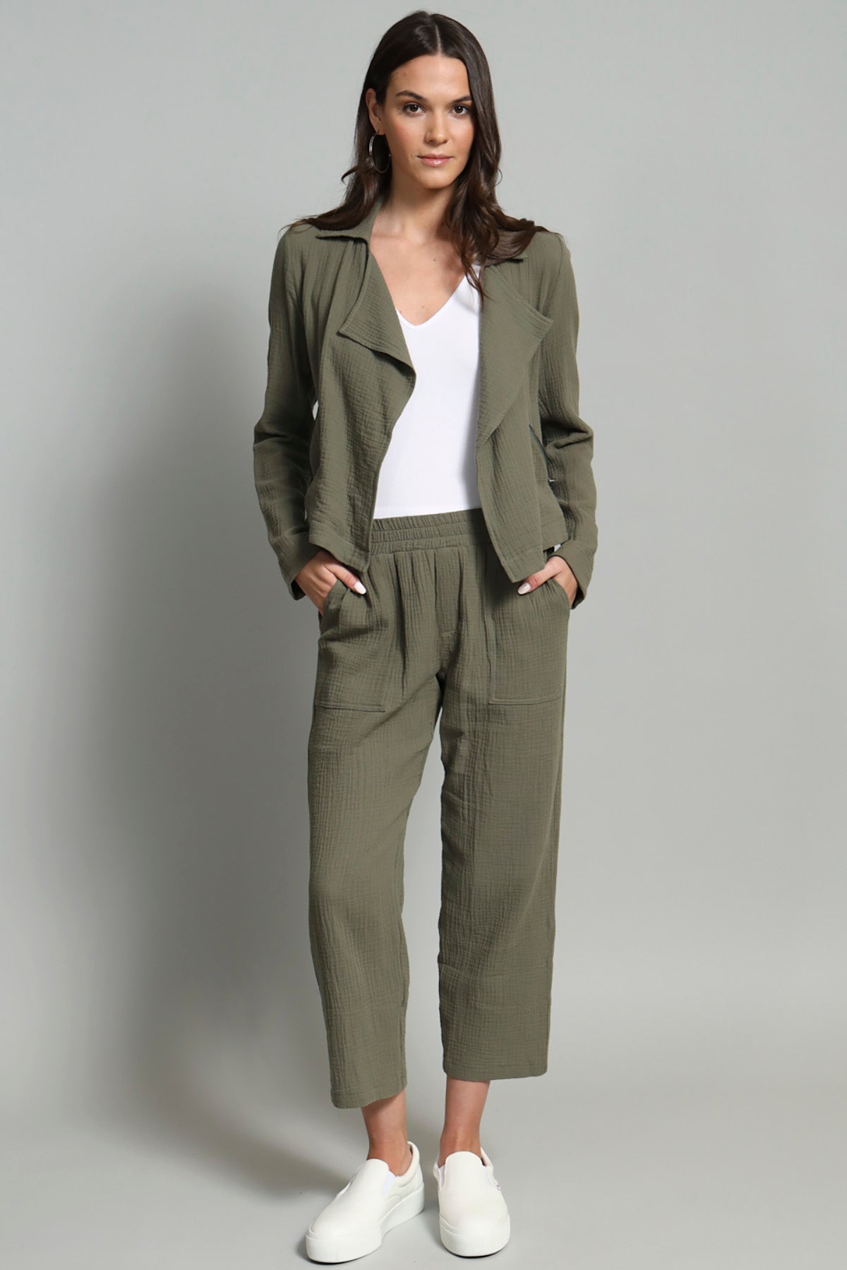 Pucker Gauze Cropped Jogger