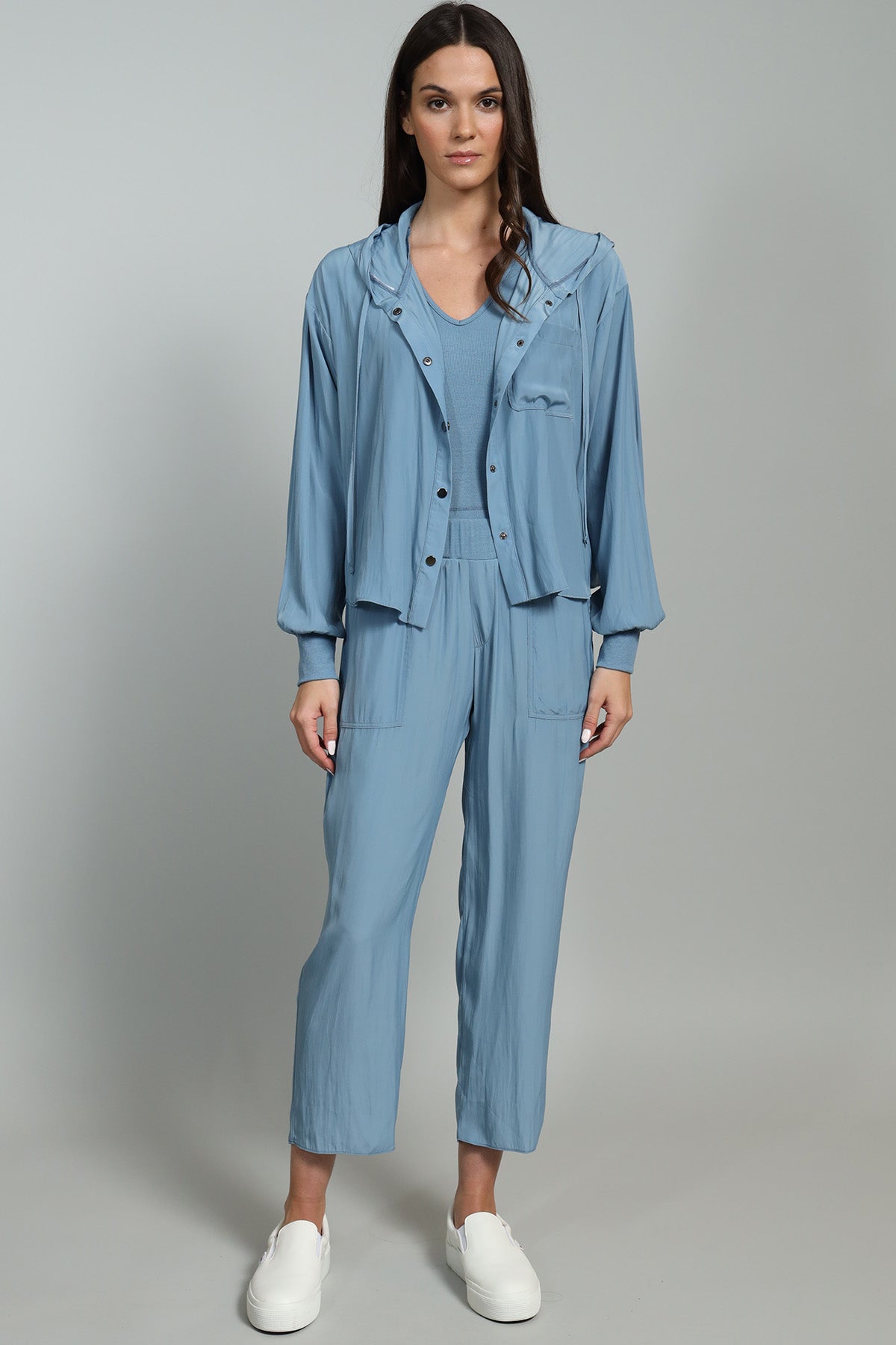 D-Satin Cropped Hoodie