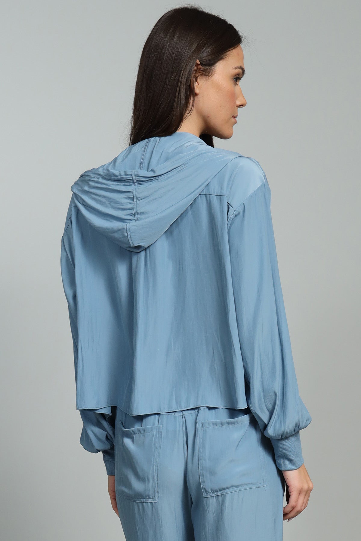 D-Satin Cropped Hoodie