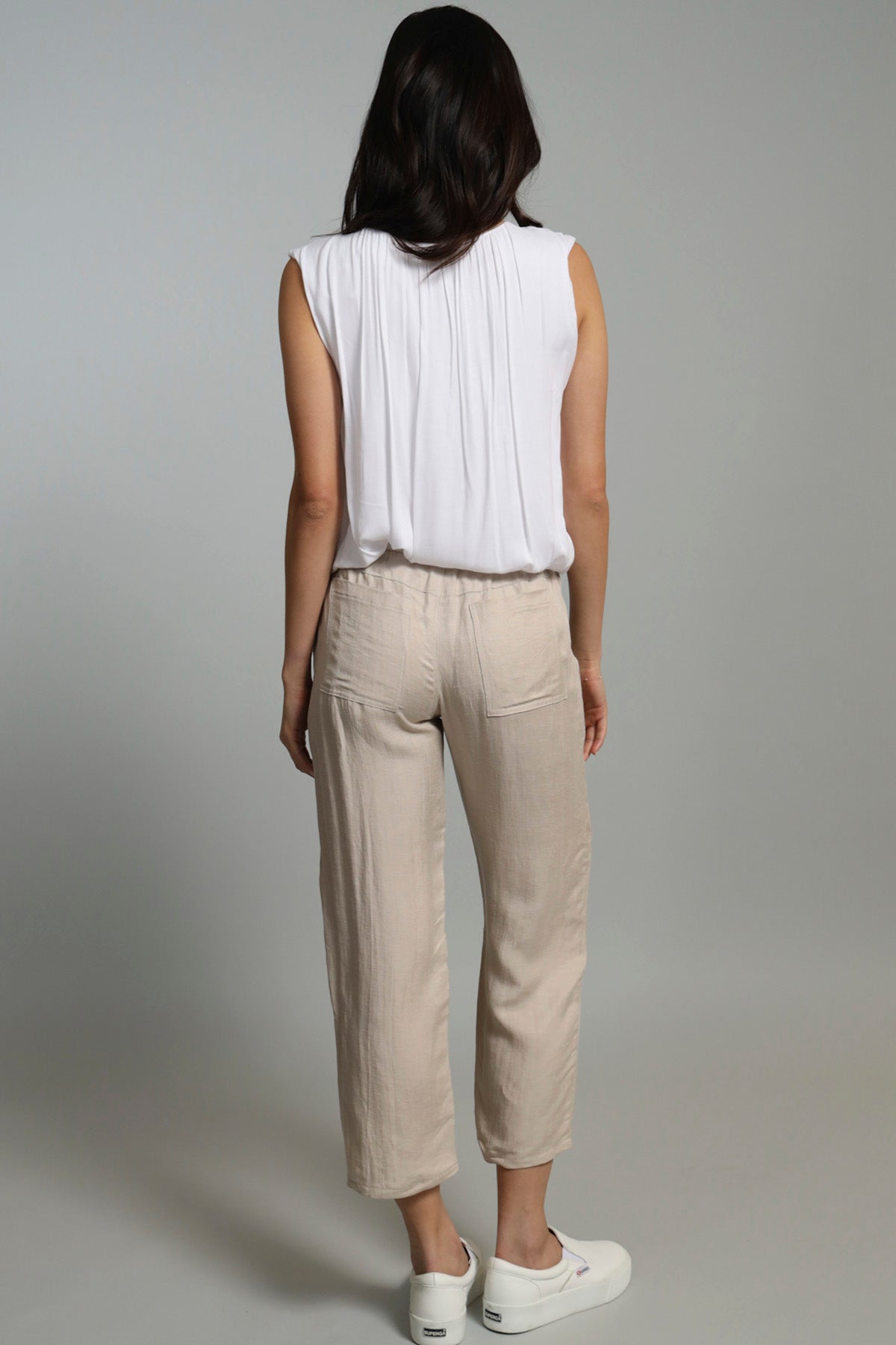 Linen / Supro Pull On Cropped Pant