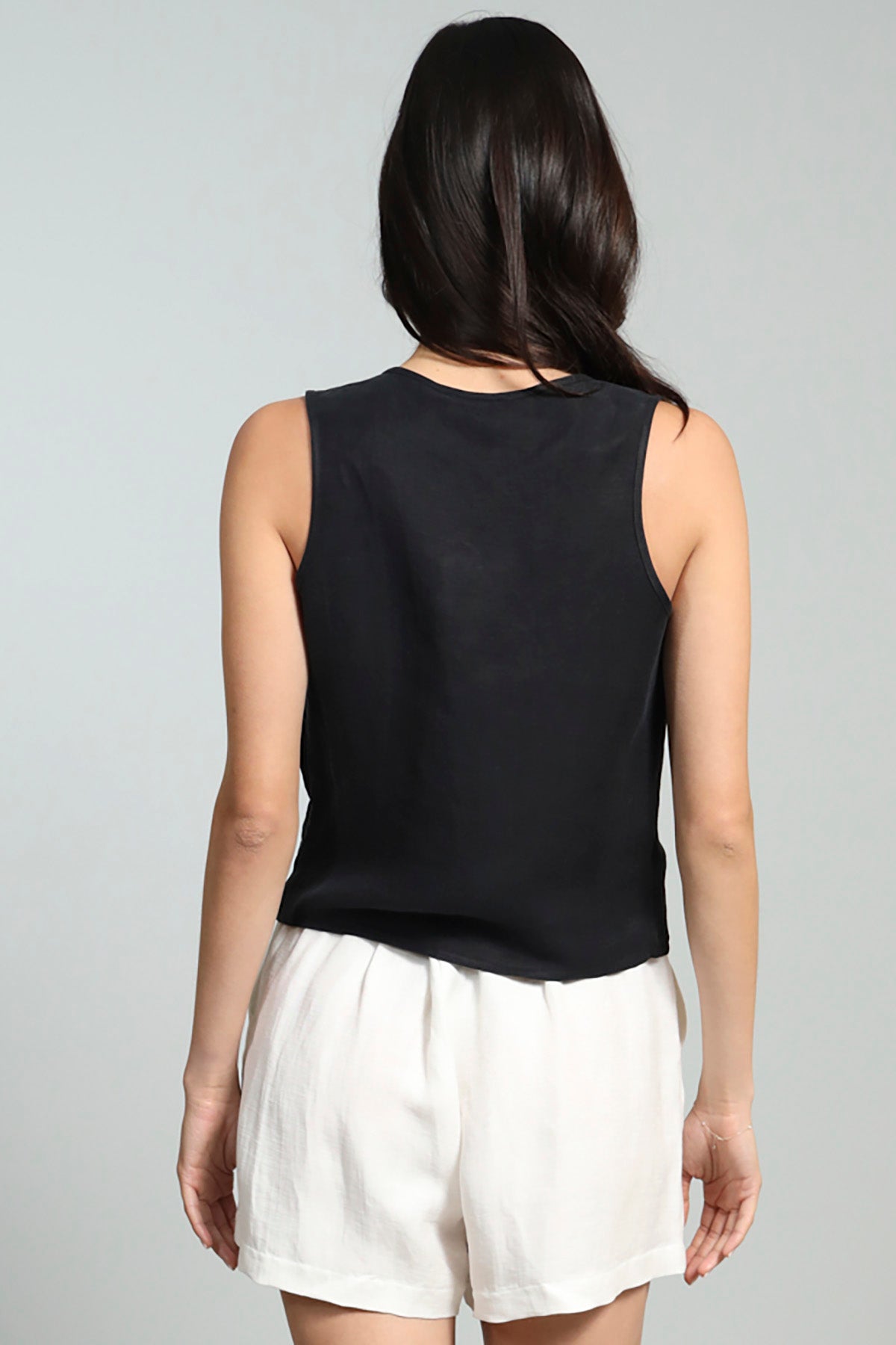 Linen / Cupro Faux Wrap Top