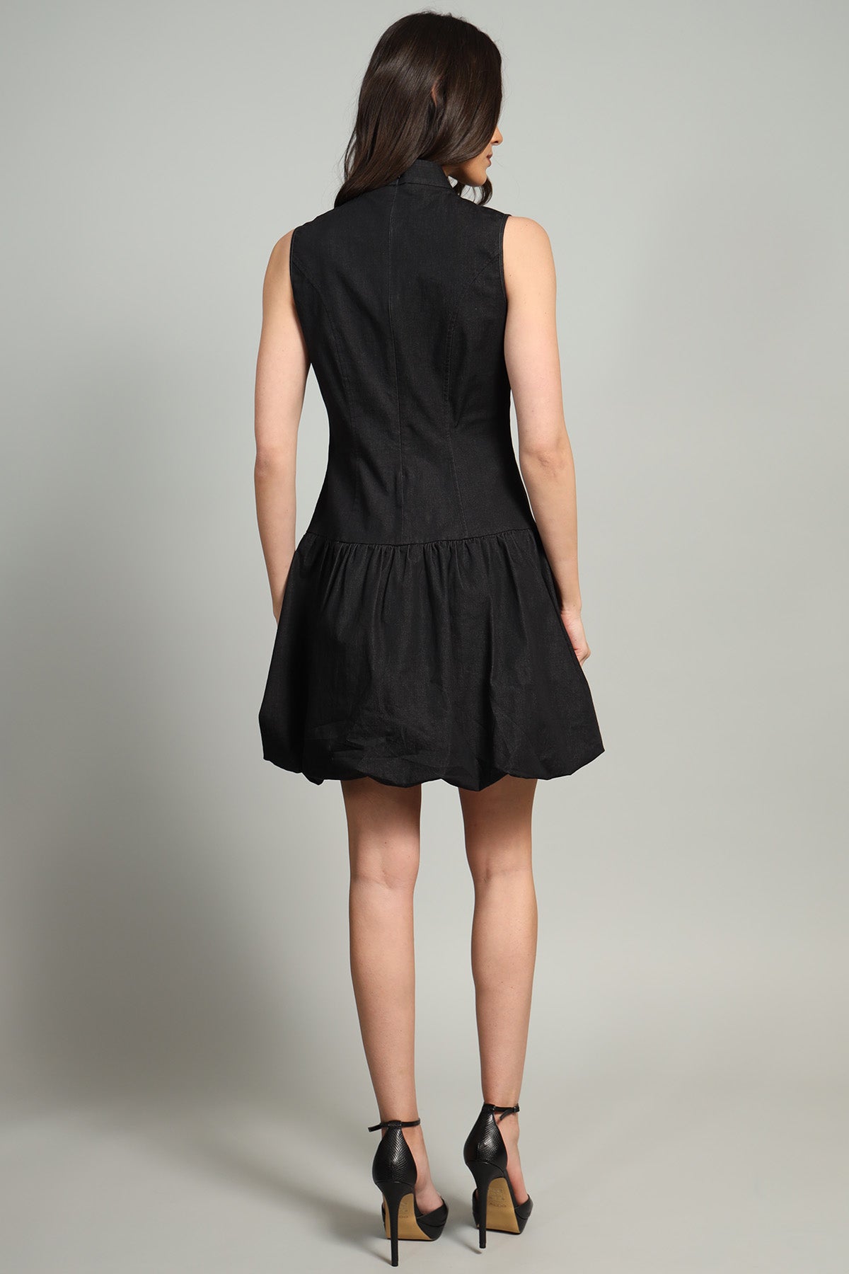 Bubble Hem Denim Dress