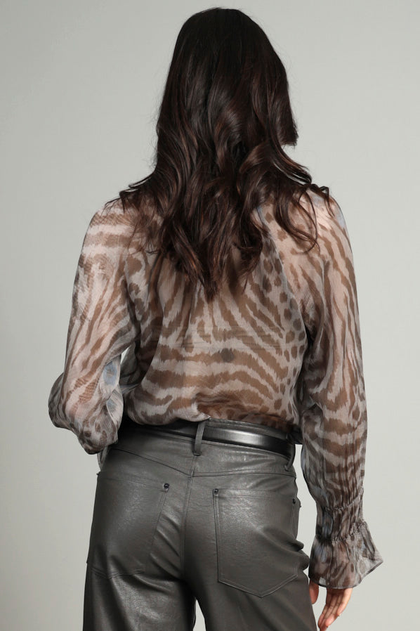 Blue Safari Pintuck Top