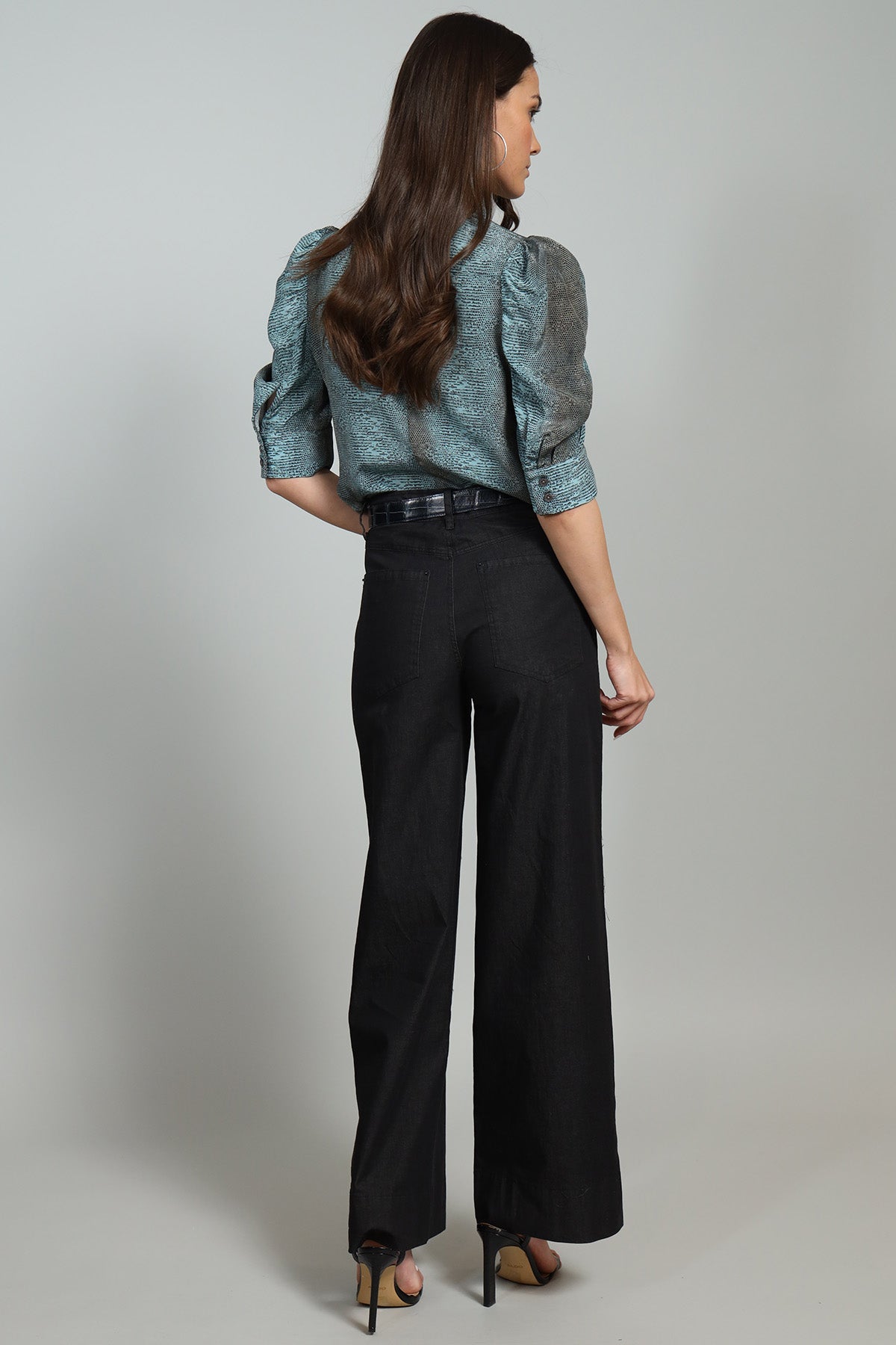 Georgi Python Button Front Blouse