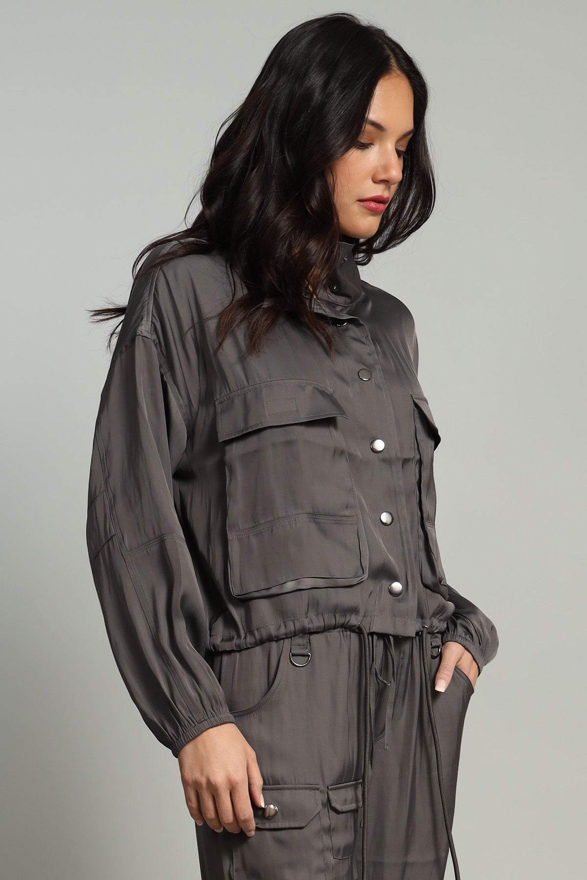 Satin Cargo Jacket